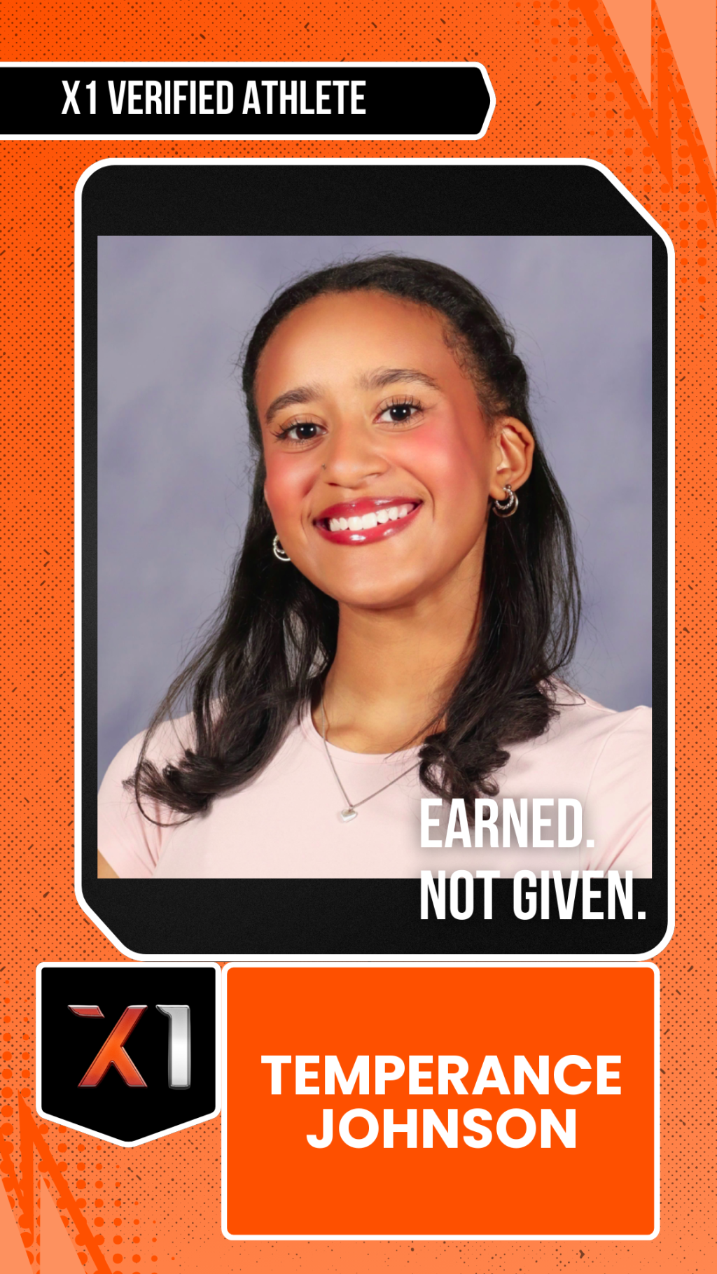 EXACT X1 player card for Temperance Johnson