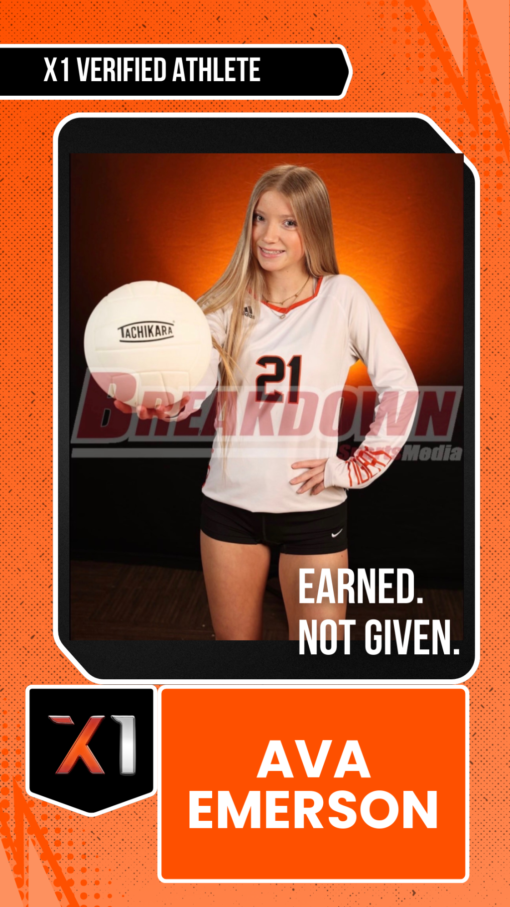 EXACT X1 player card for Ava Emerson