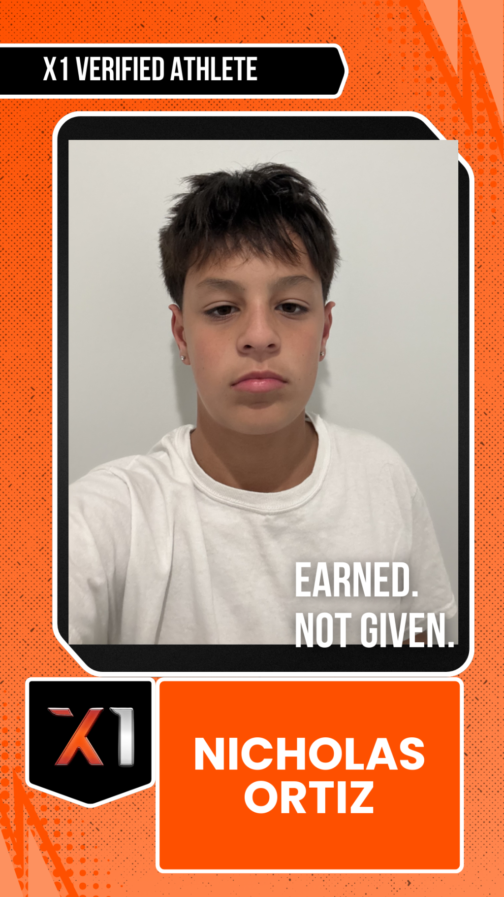 EXACT X1 player card for Nicholas Ortiz