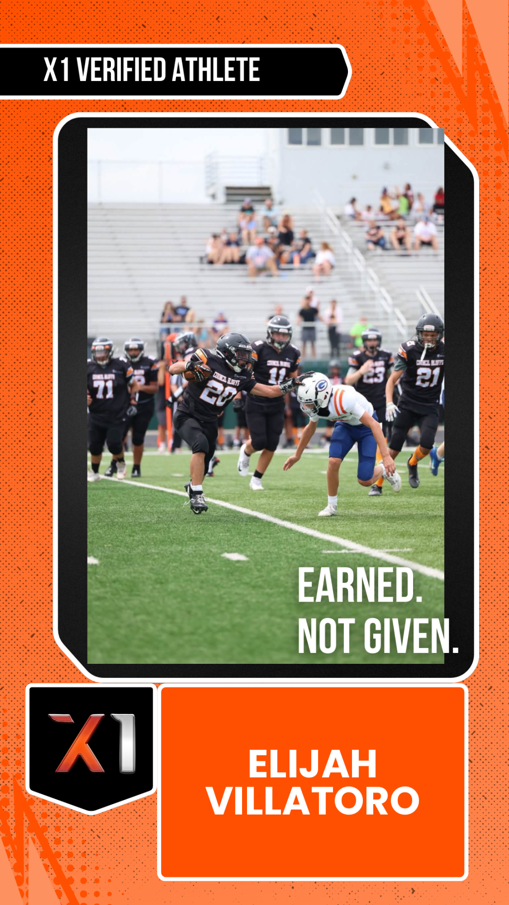 EXACT X1 player card for Elijah Villatoro