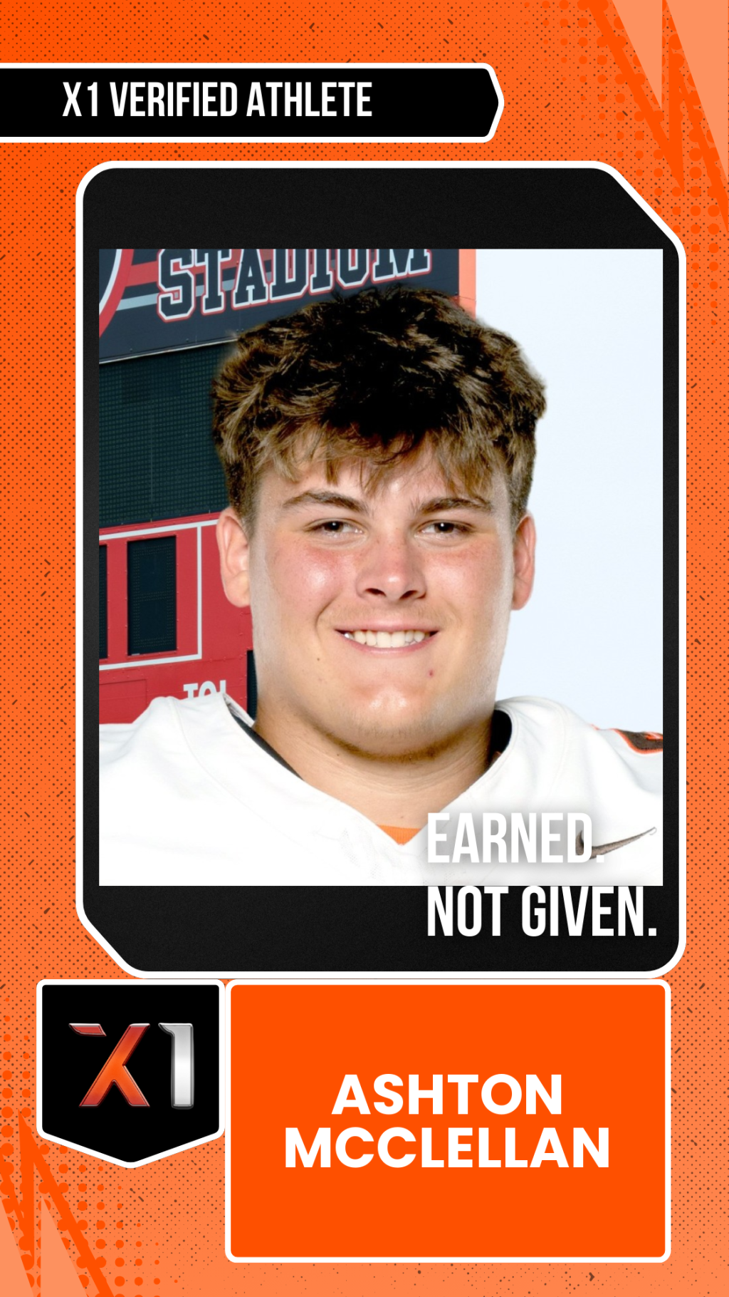 EXACT X1 player card for Ashton McClellan