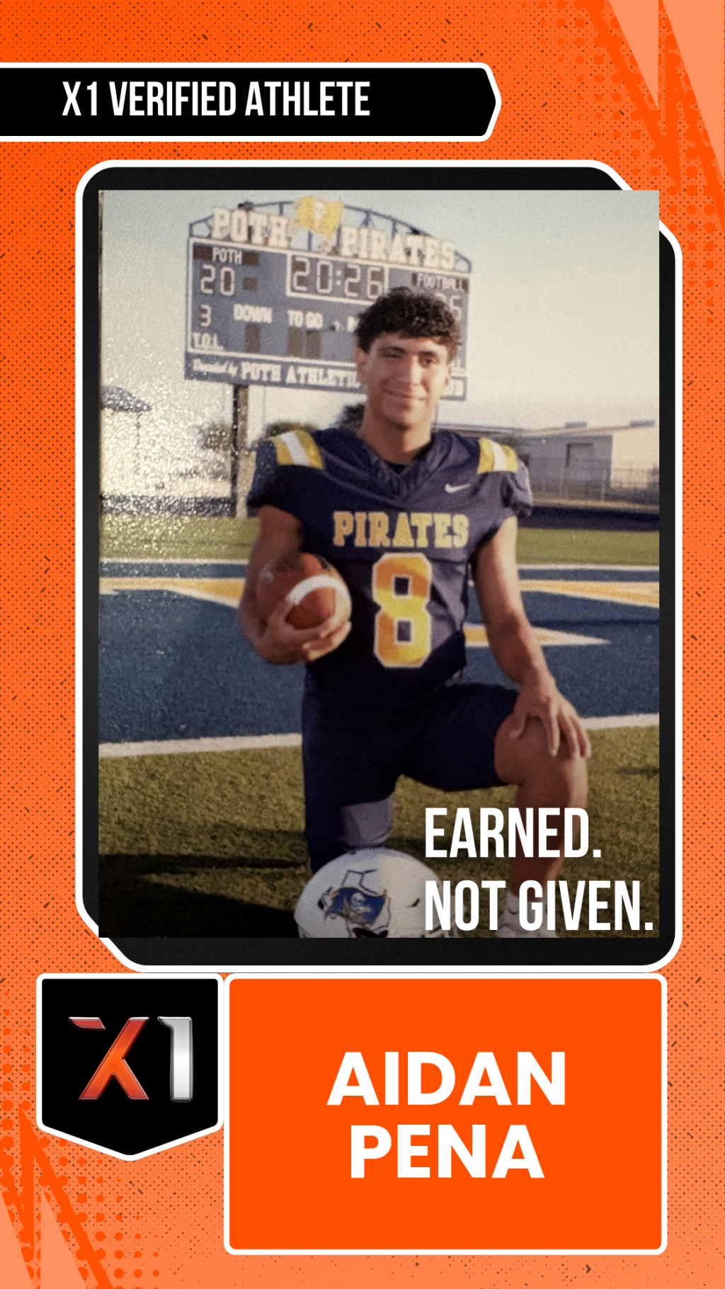 EXACT X1 player card for Aidan Pena