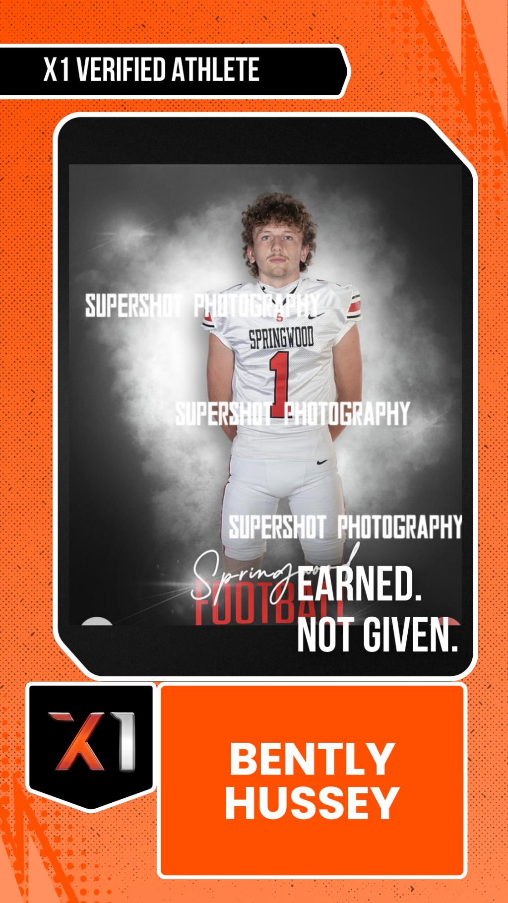 EXACT X1 player card for Bently Hussey