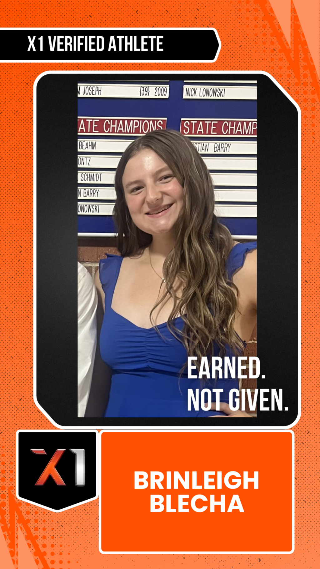 EXACT X1 player card for Brinleigh Blecha