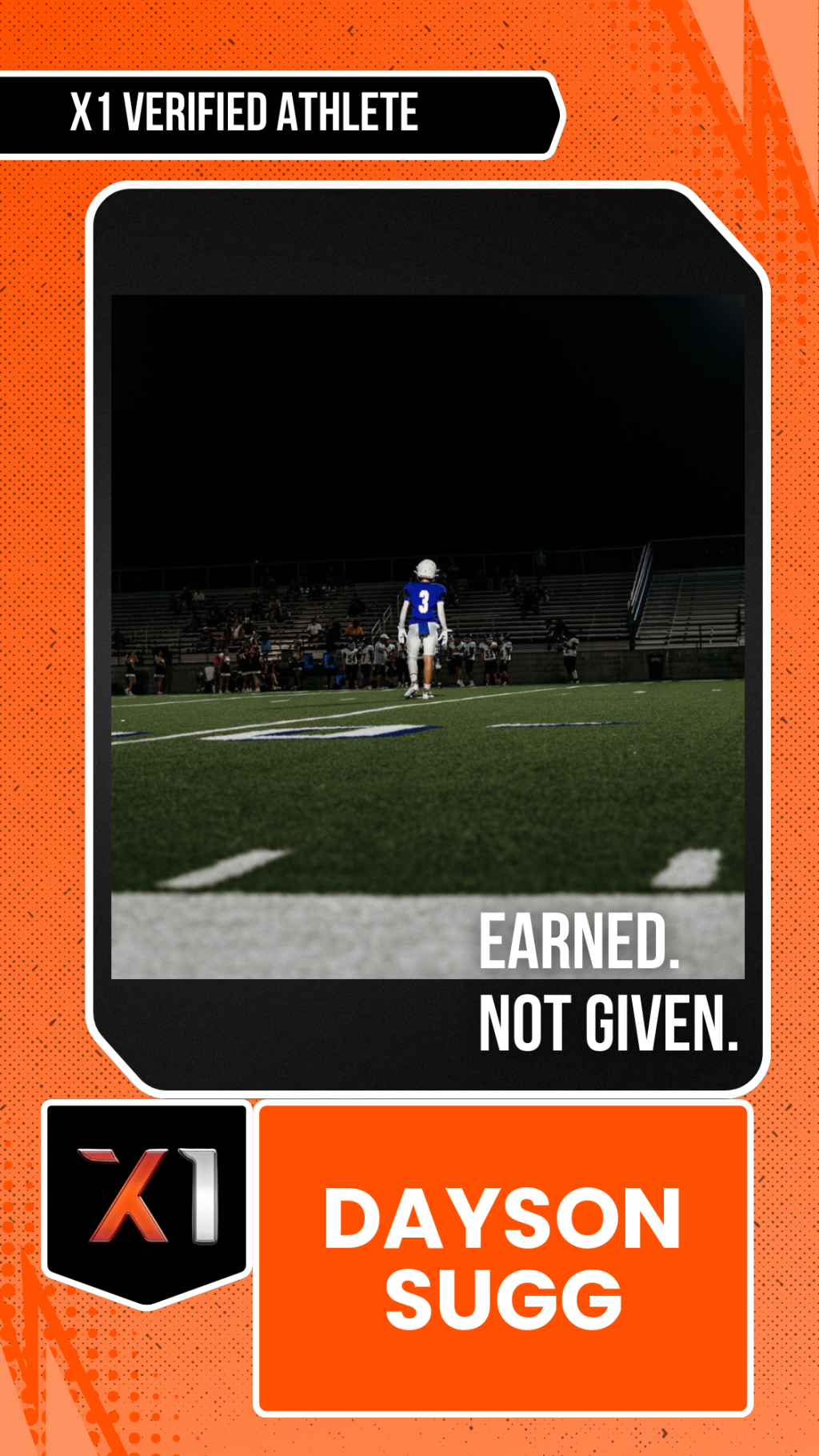 EXACT X1 player card for Dayson Sugg