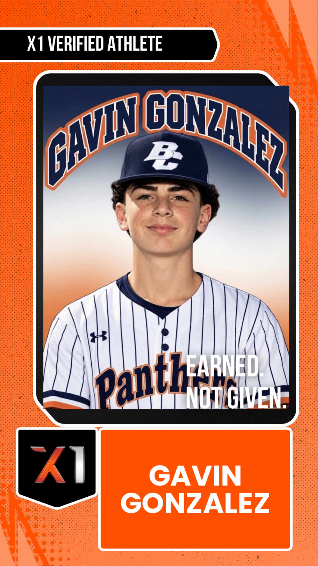 EXACT X1 player card for Gavin Gonzalez