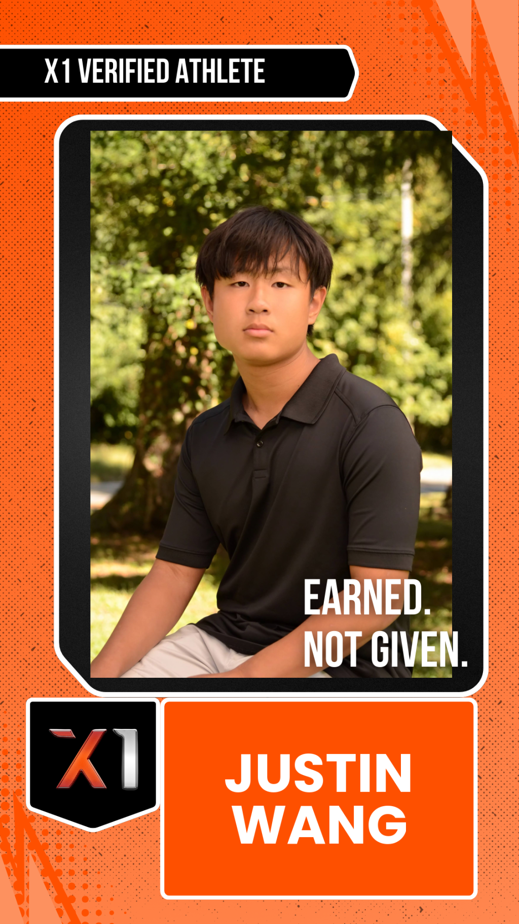 EXACT X1 player card for JUSTIN WANG