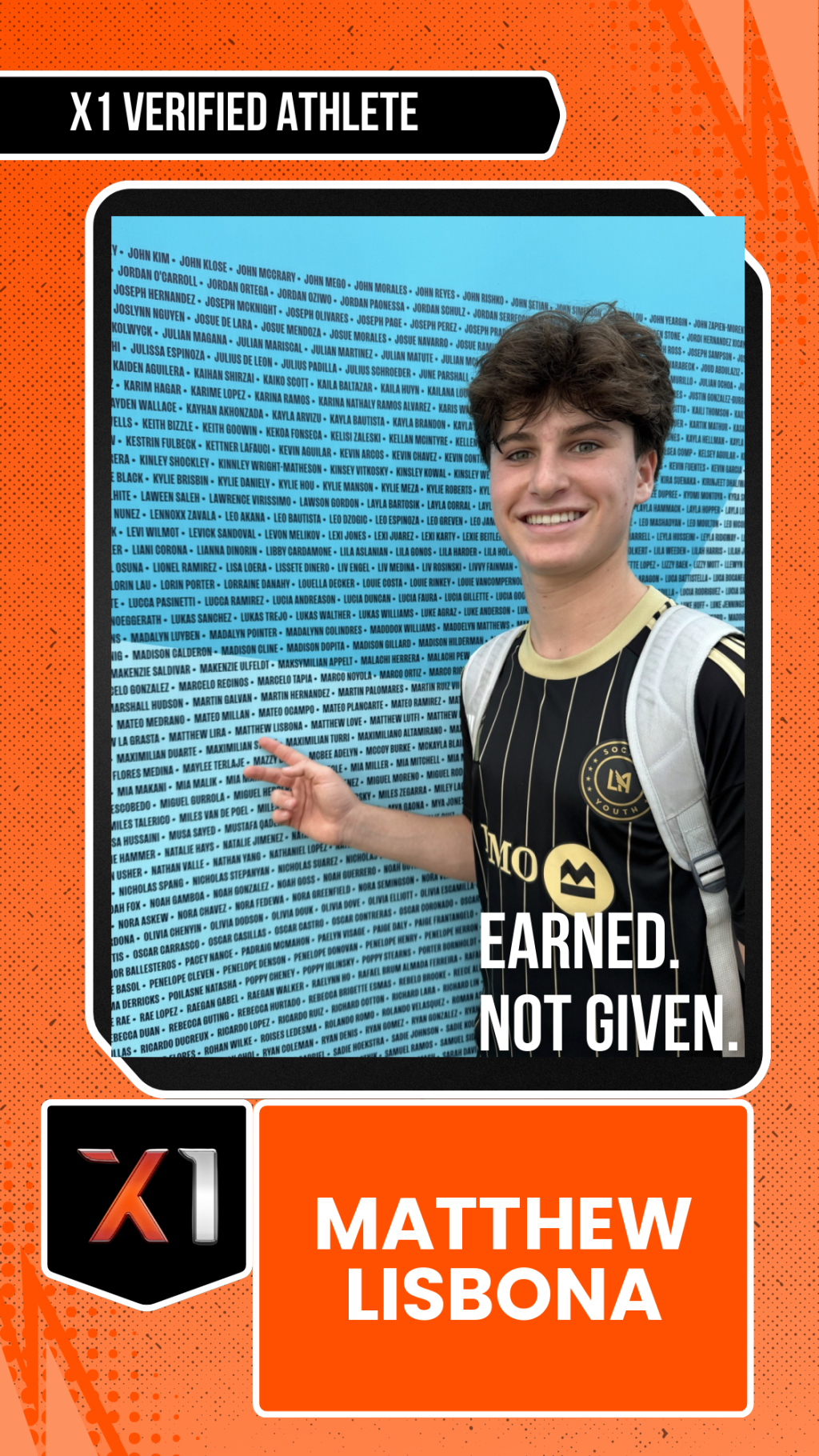 EXACT X1 player card for Matthew Lisbona