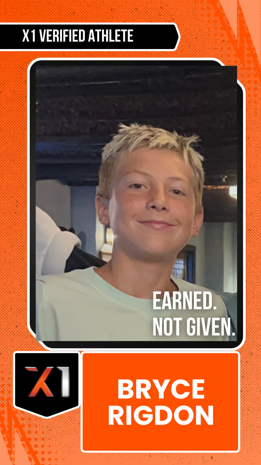 EXACT X1 player card for Bryce Rigdon