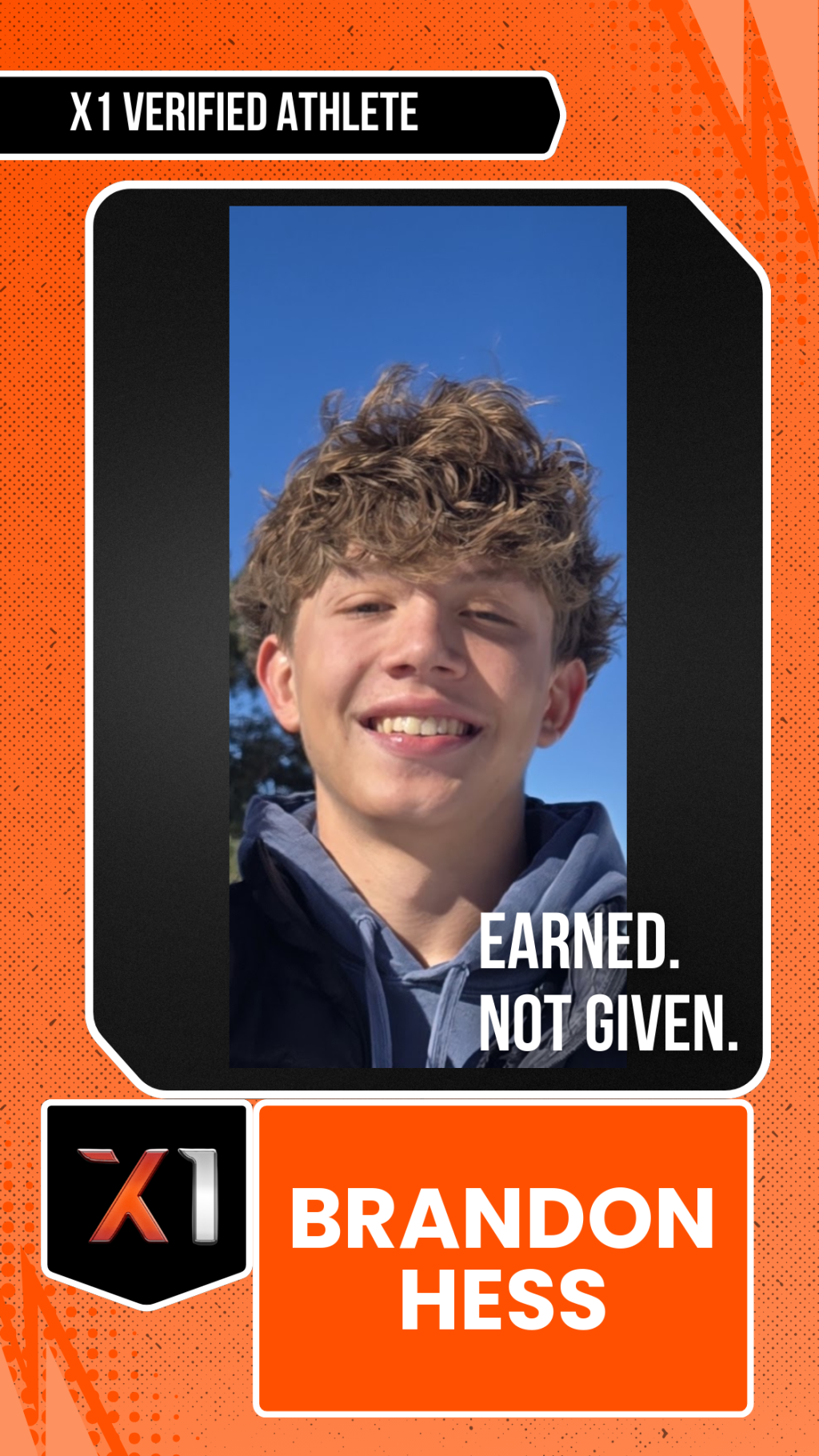 EXACT X1 player card for Brandon Hess
