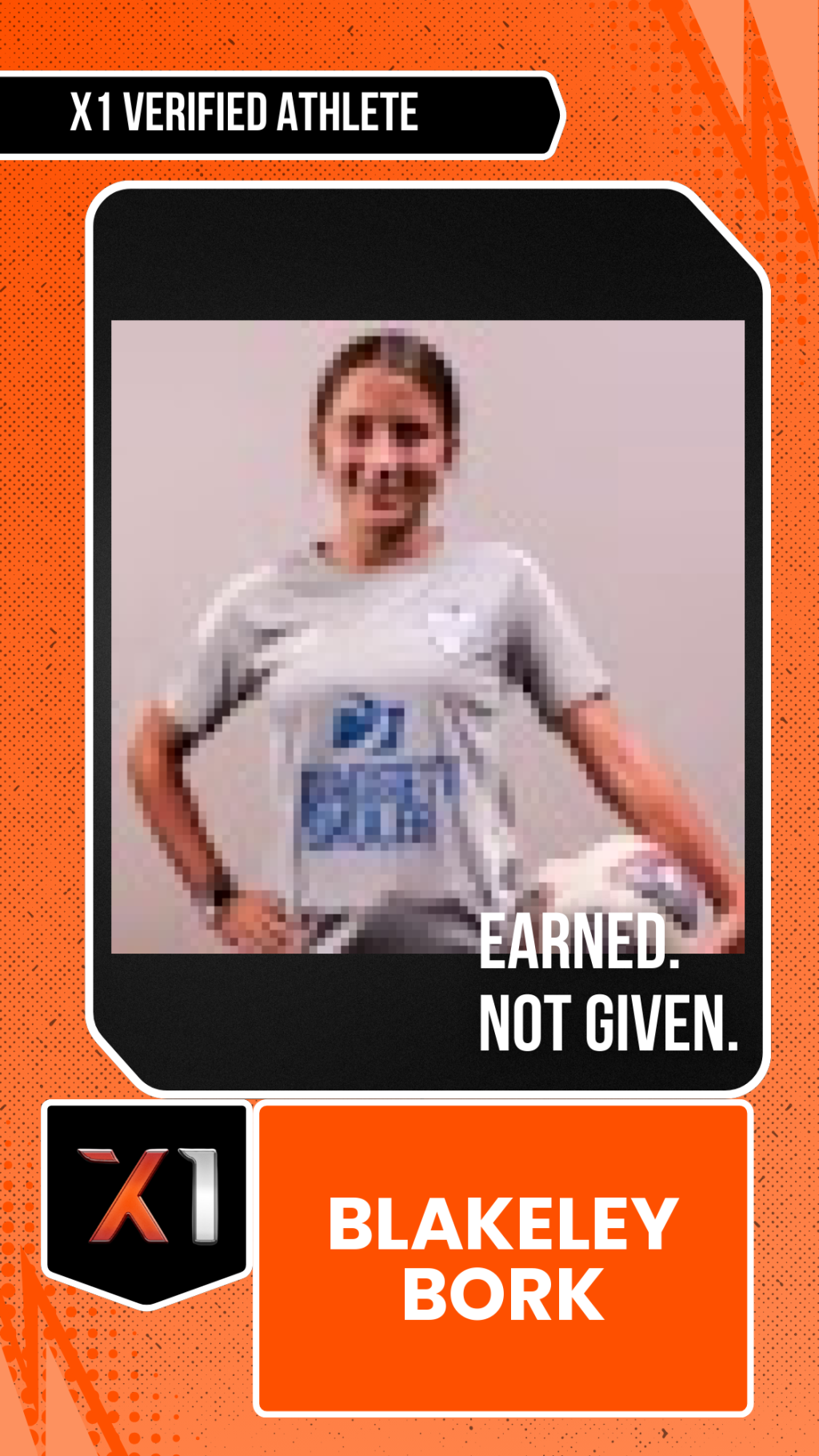 EXACT X1 player card for Blakeley Bork
