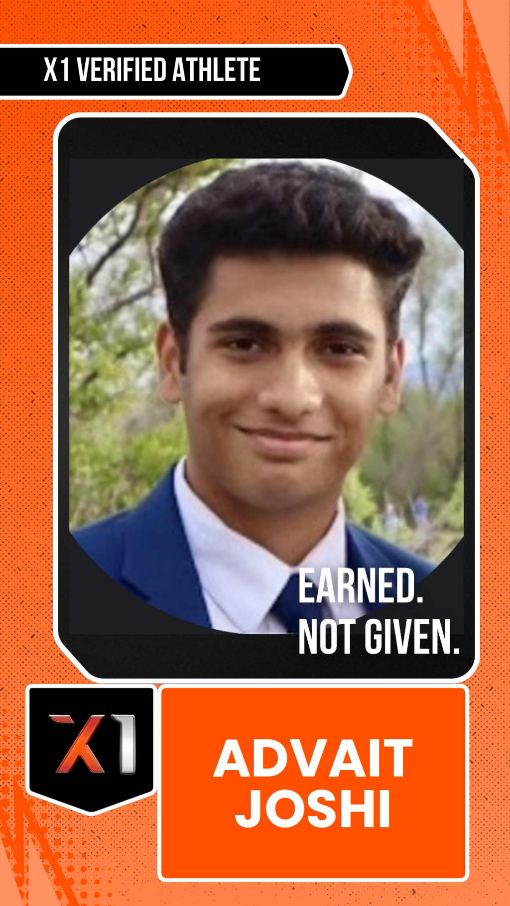 EXACT X1 player card for Advait Joshi