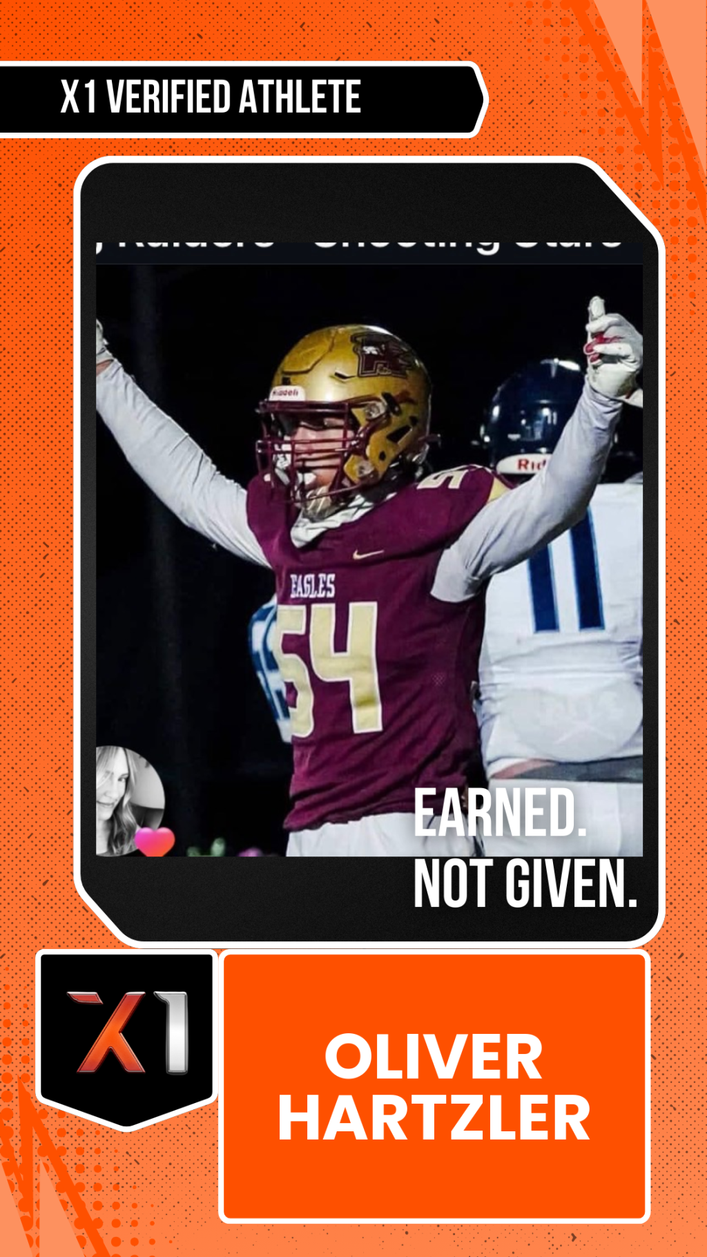EXACT X1 player card for Oliver Hartzler