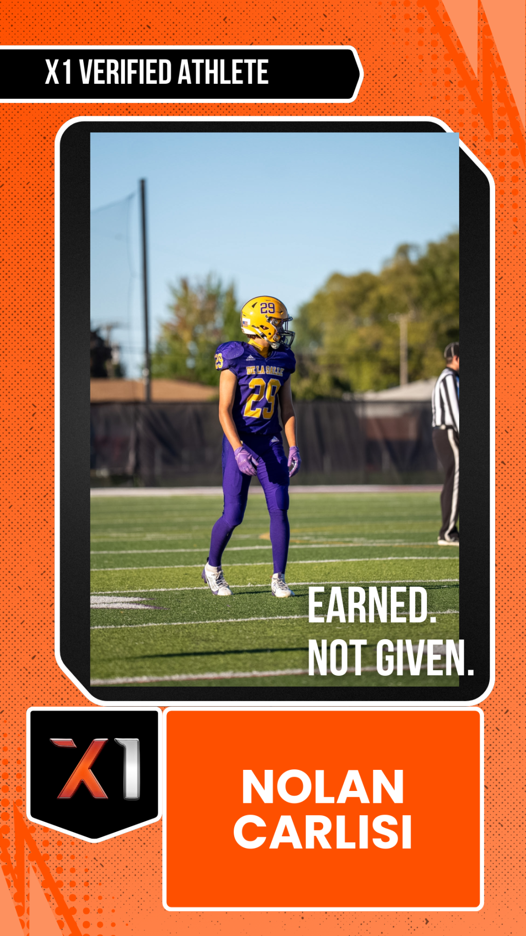 EXACT X1 player card for Nolan Carlisi