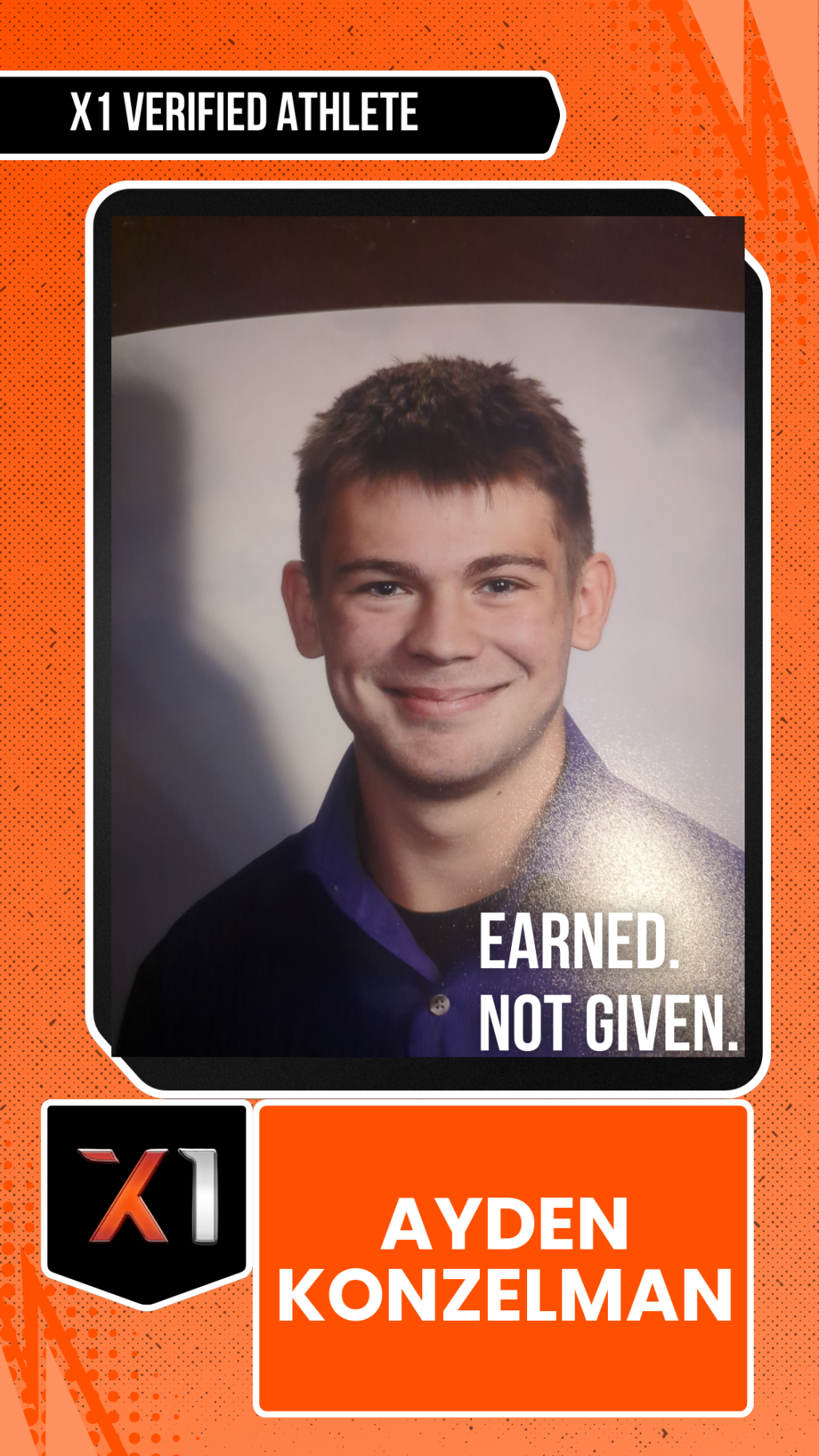 EXACT X1 player card for Ayden Konzelman