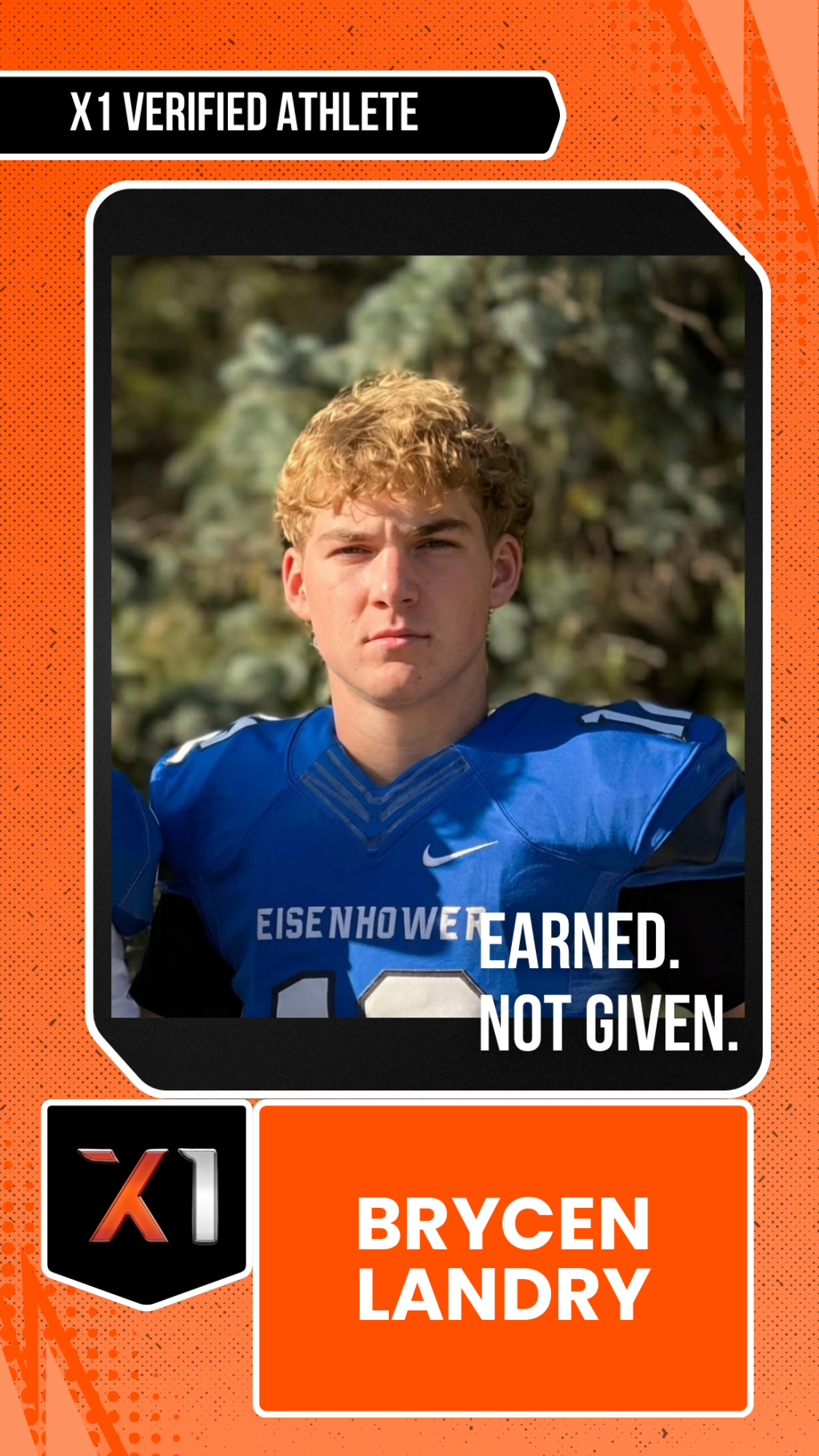 EXACT X1 player card for Brycen Landry