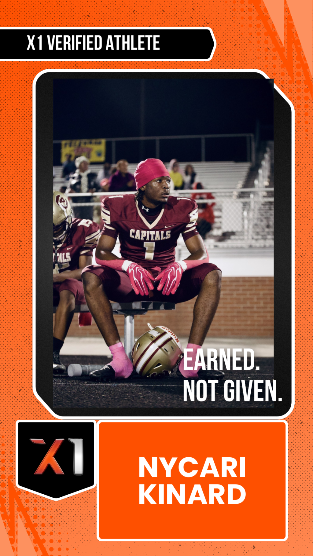 EXACT X1 player card for Nycari Kinard
