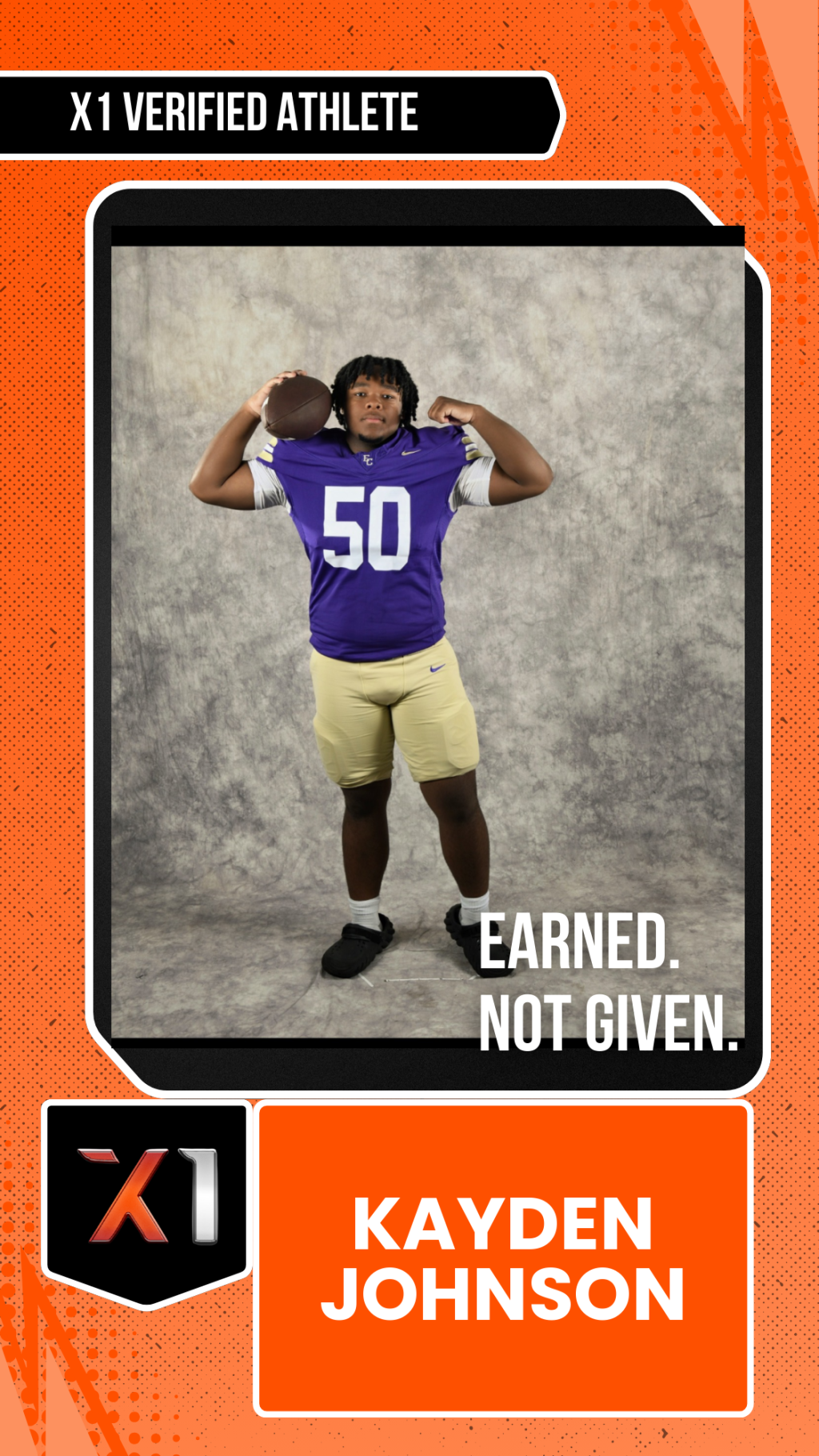 EXACT X1 player card for Kayden Johnson