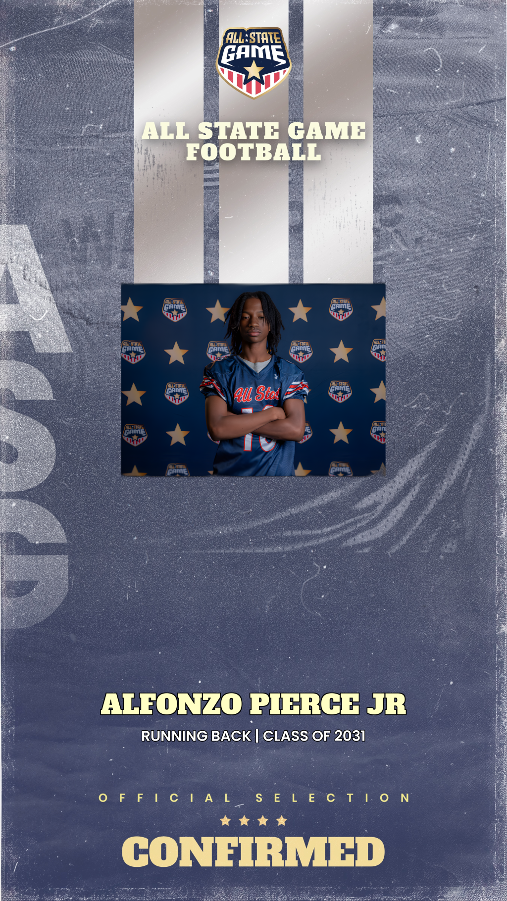All State Game player card for Alfonzo Pierce Jr