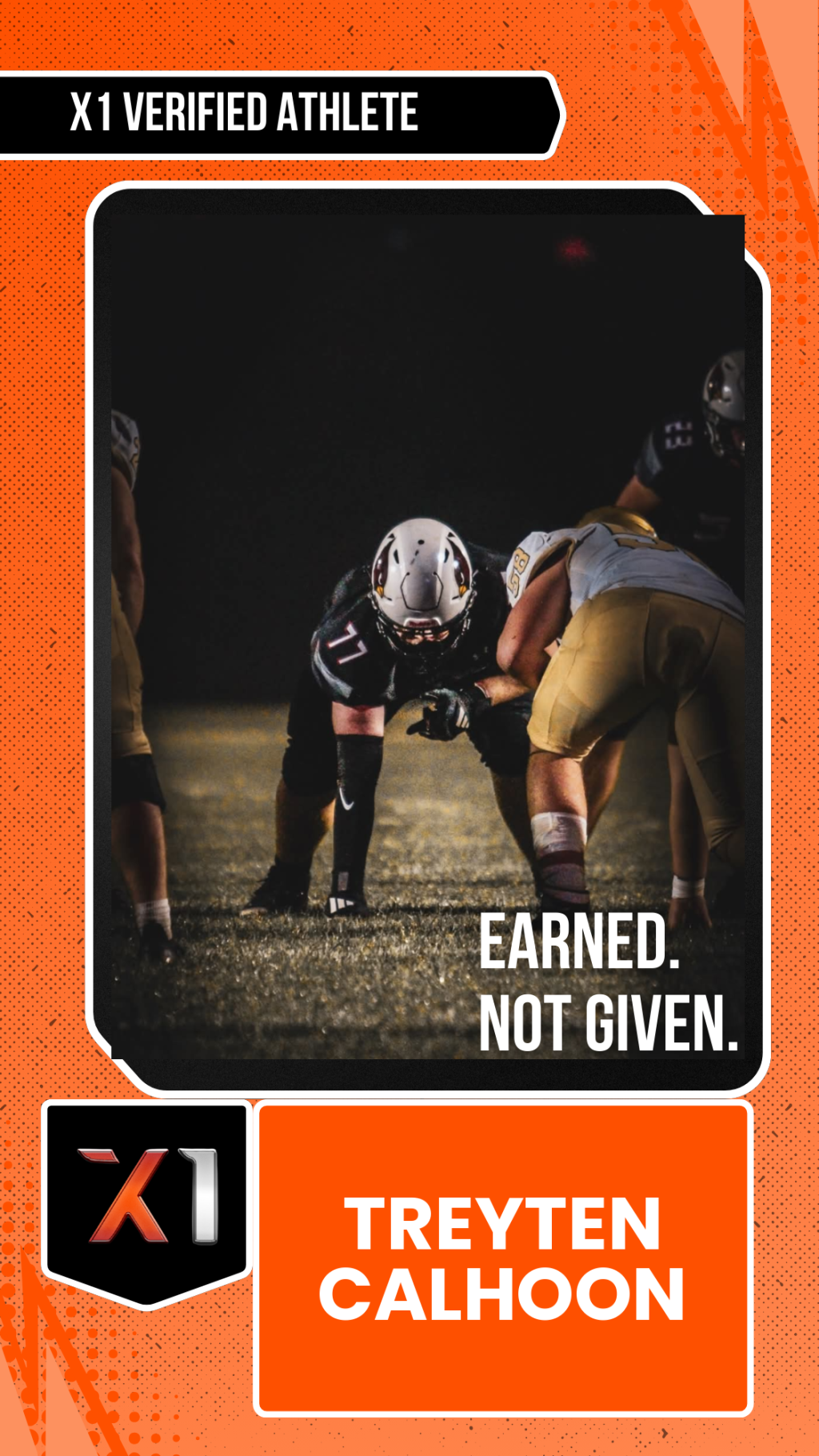 EXACT X1 player card for Treyten Calhoon