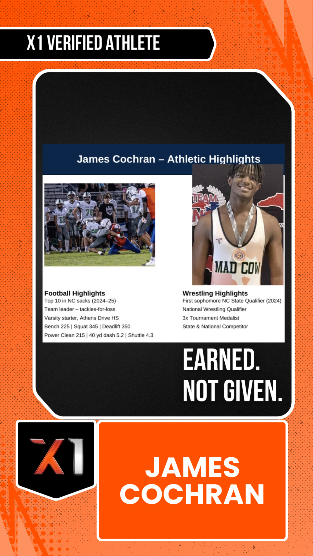EXACT X1 player card for James Cochran