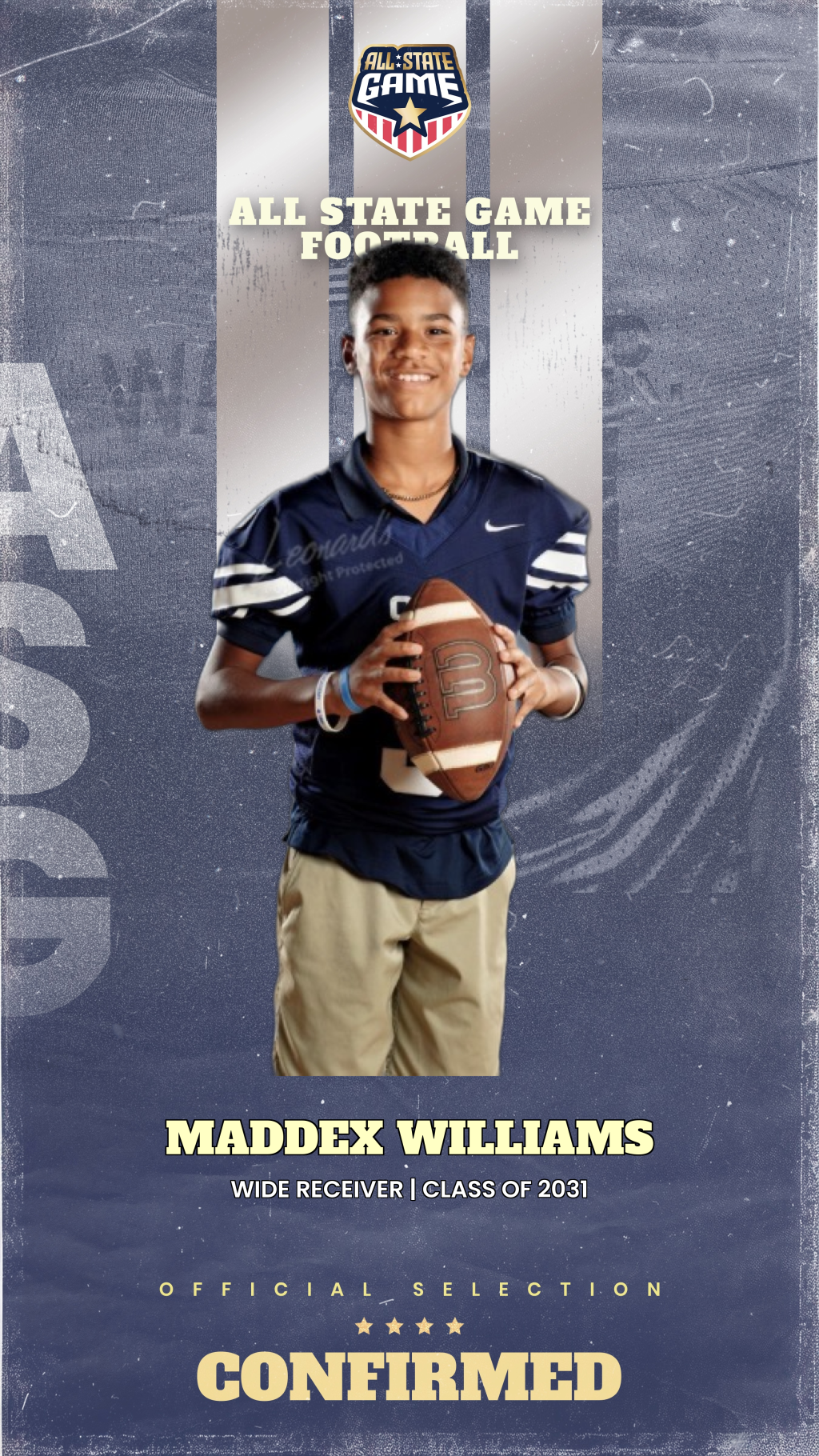 All State Game player card for Maddex Williams