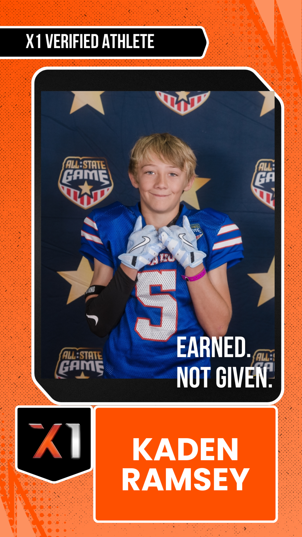 EXACT X1 player card for Kaden Ramsey