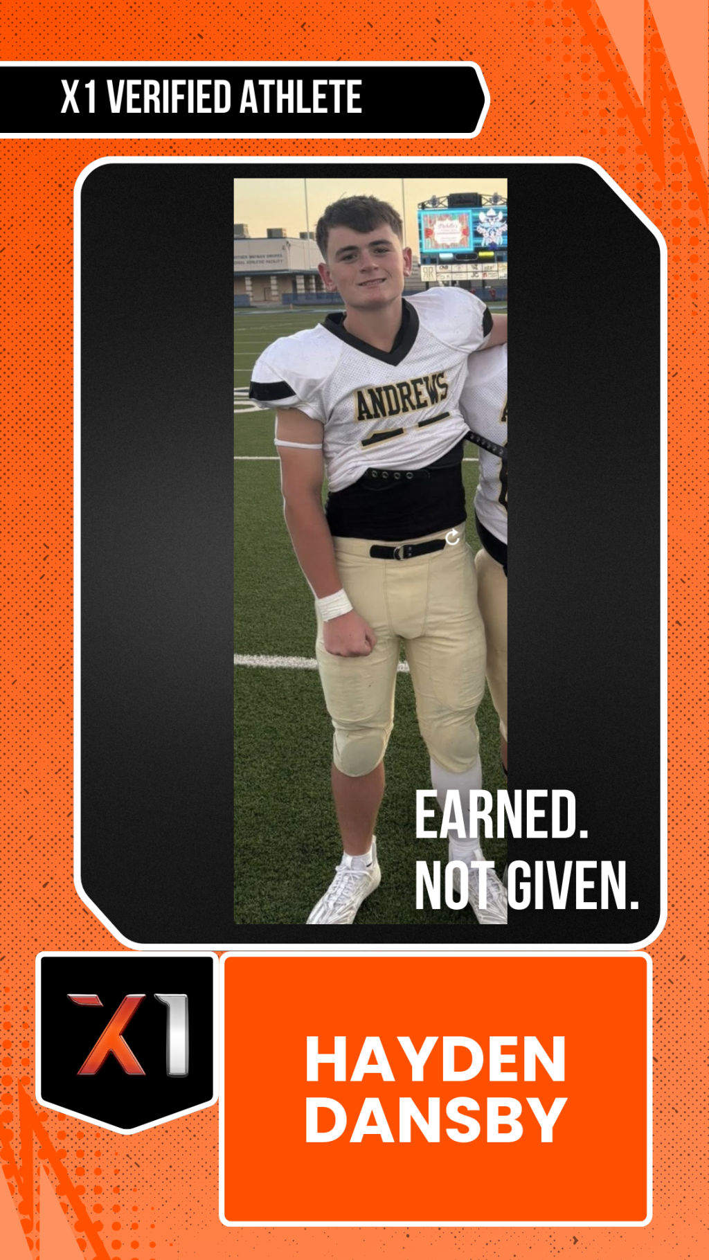 EXACT X1 player card for Hayden Dansby