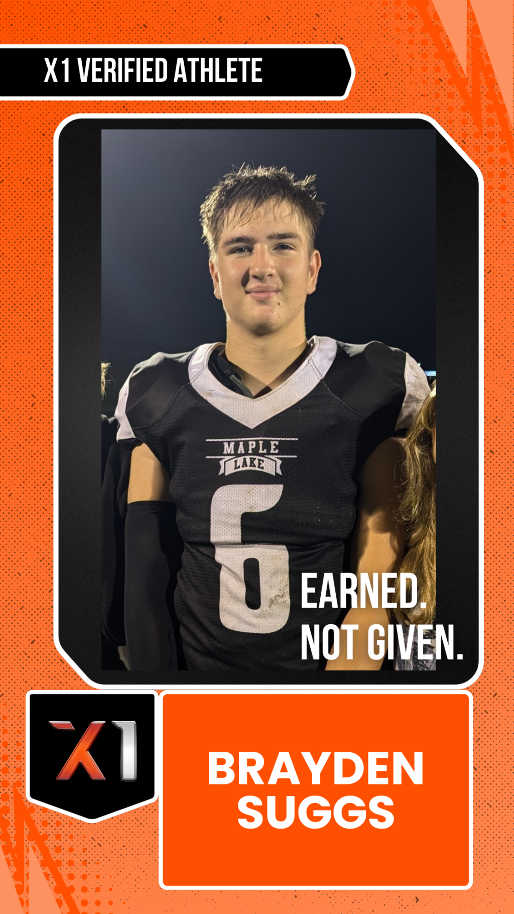 EXACT X1 player card for Brayden Suggs