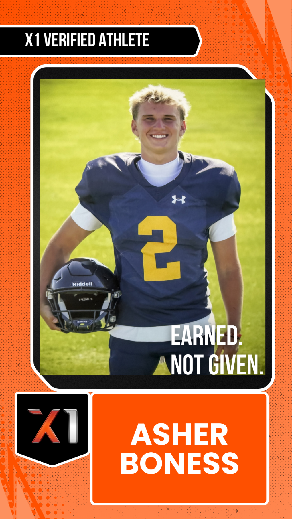 EXACT X1 player card for Asher Boness