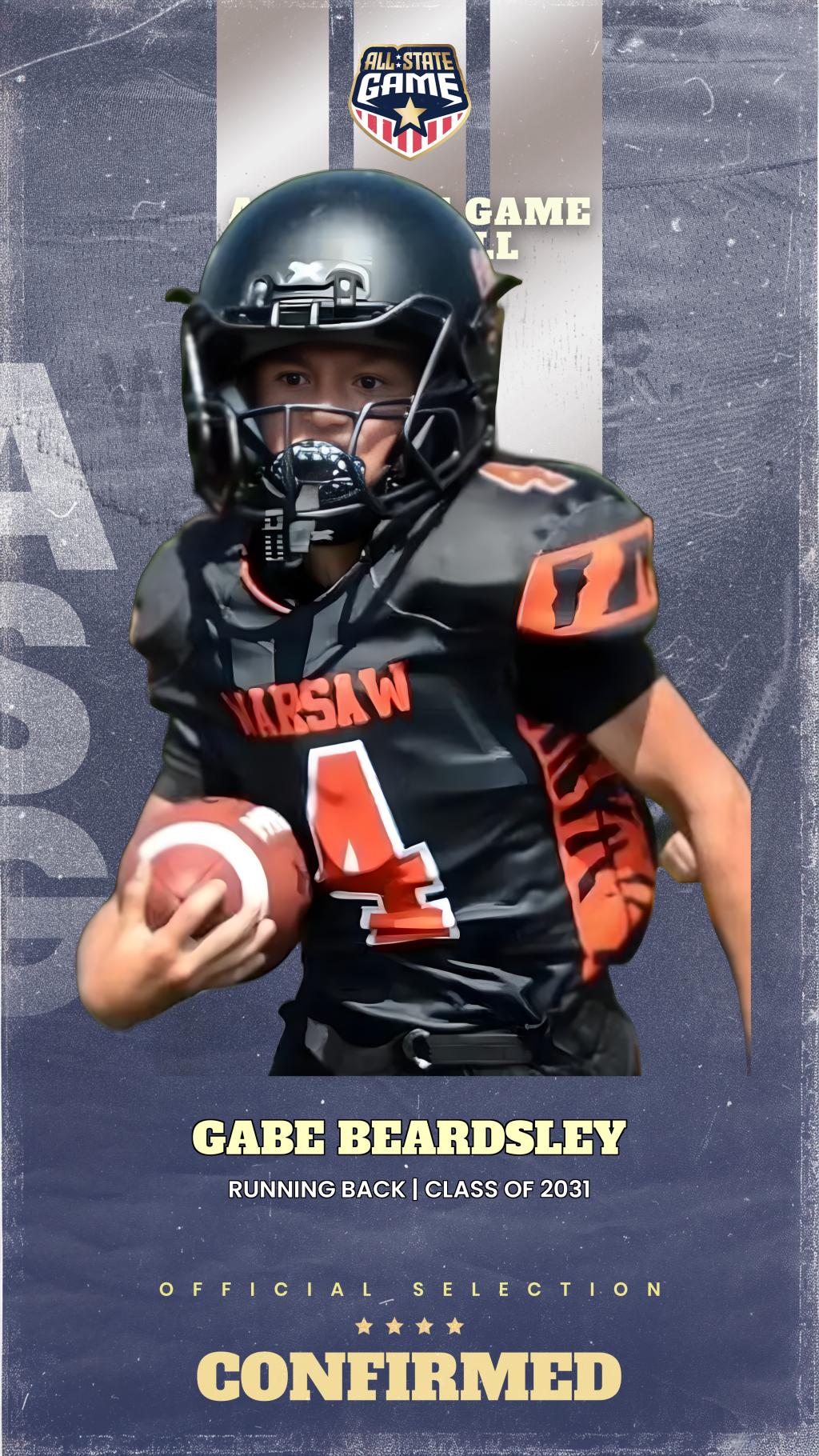 All State Game player card for Gabe Beardsley