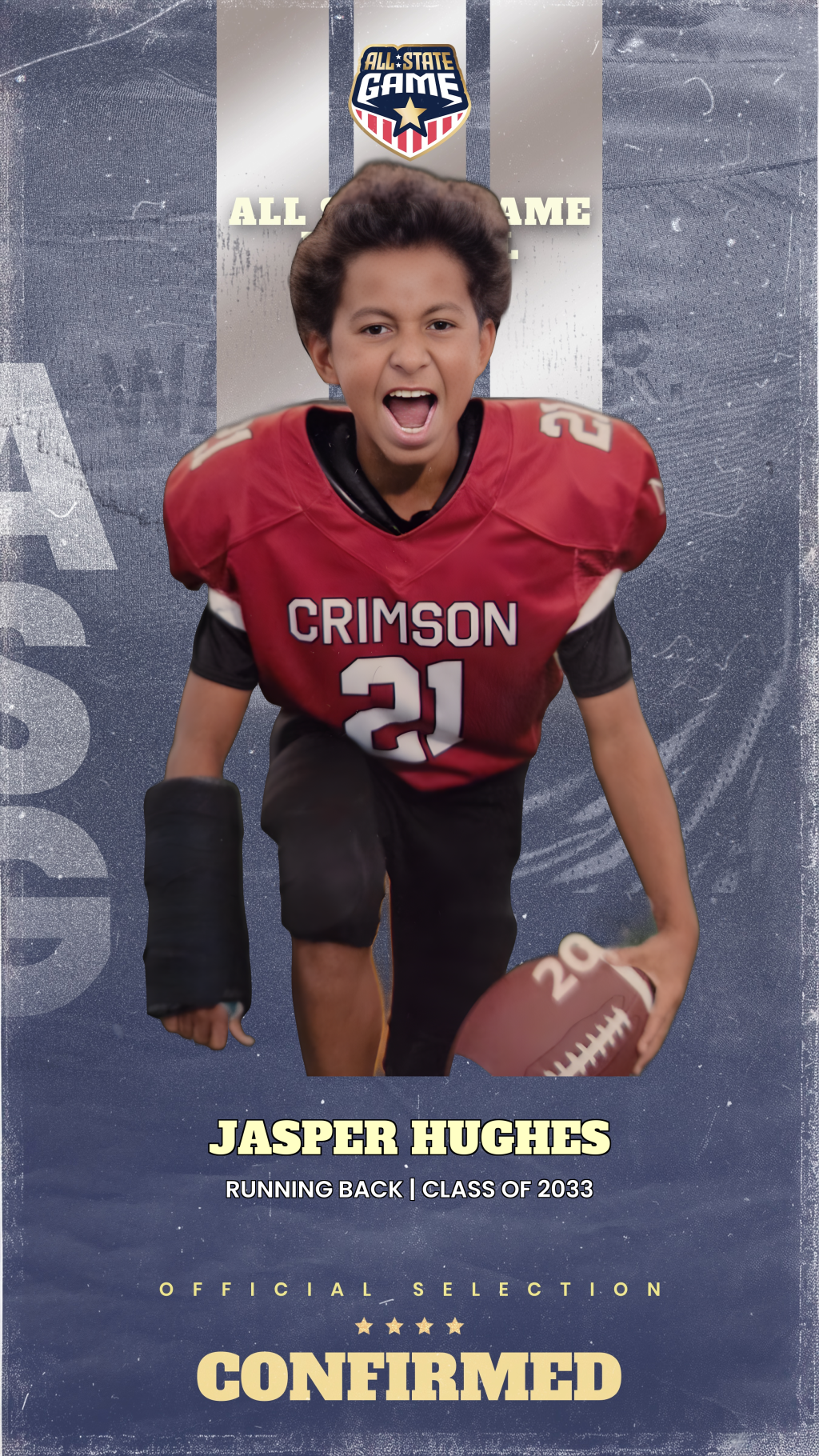 All State Game player card for Jasper Hughes