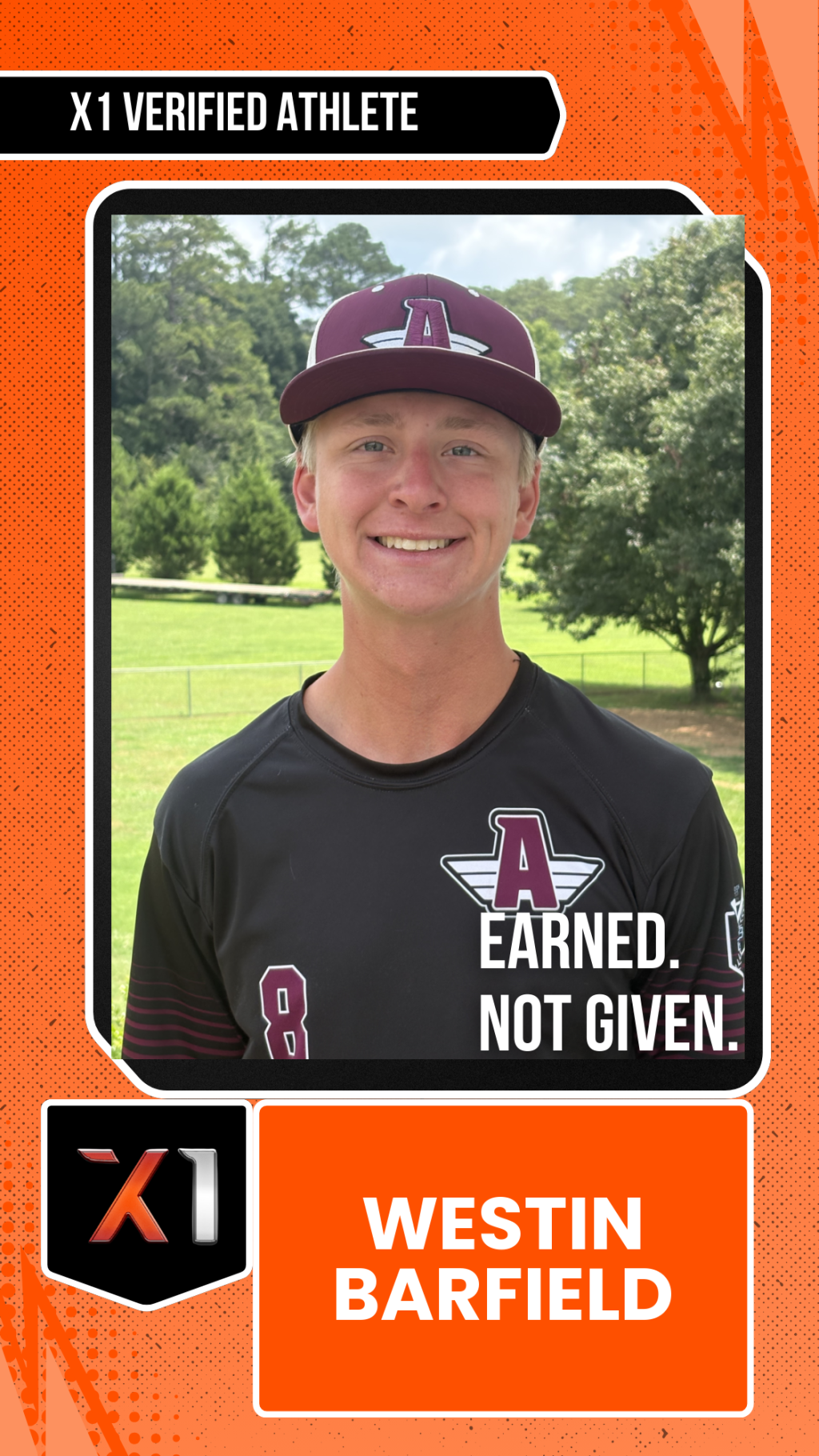 EXACT X1 player card for Westin Barfield