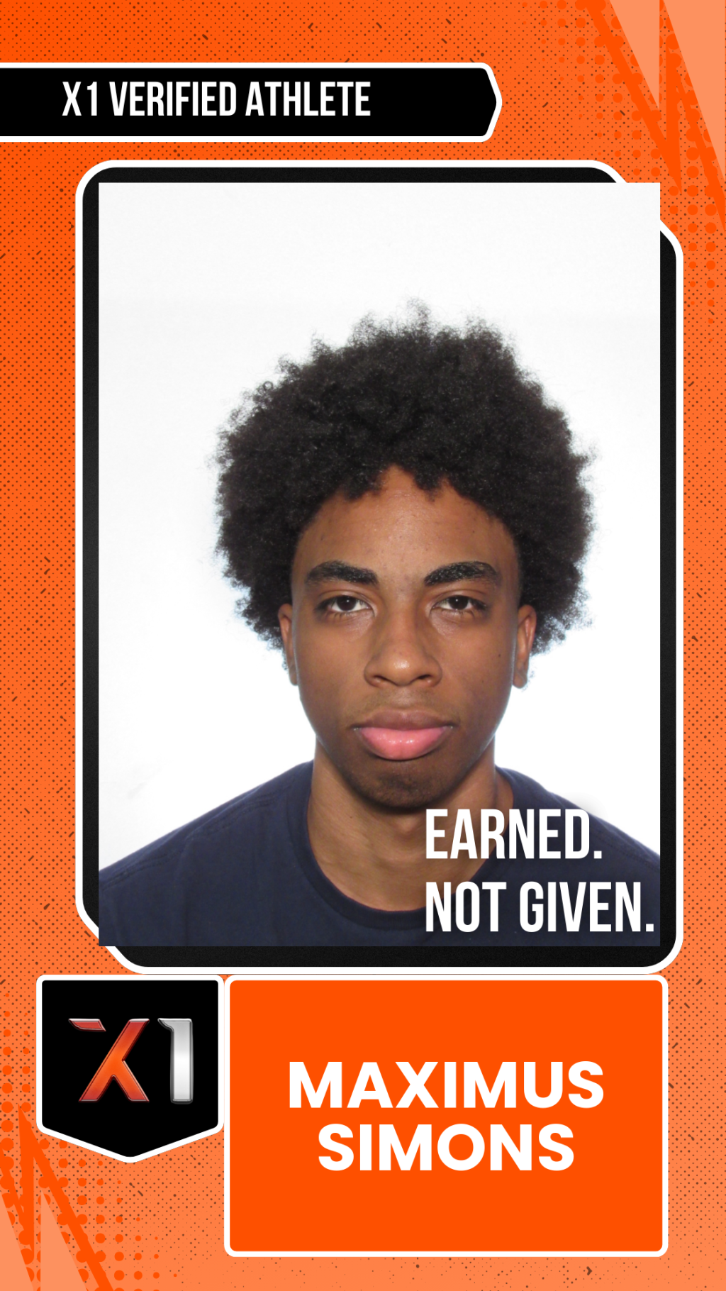 EXACT X1 player card for Maximus Simons