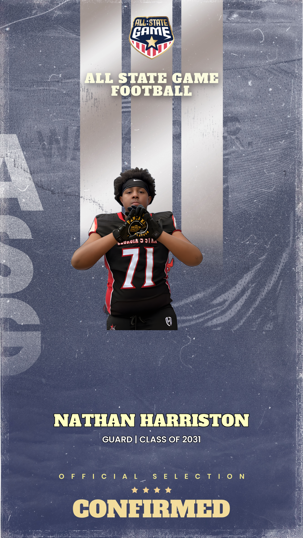 All State Game player card for Nathan Harriston
