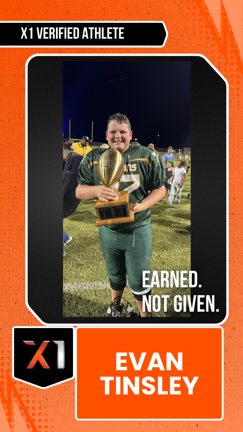 EXACT X1 player card for Evan Tinsley