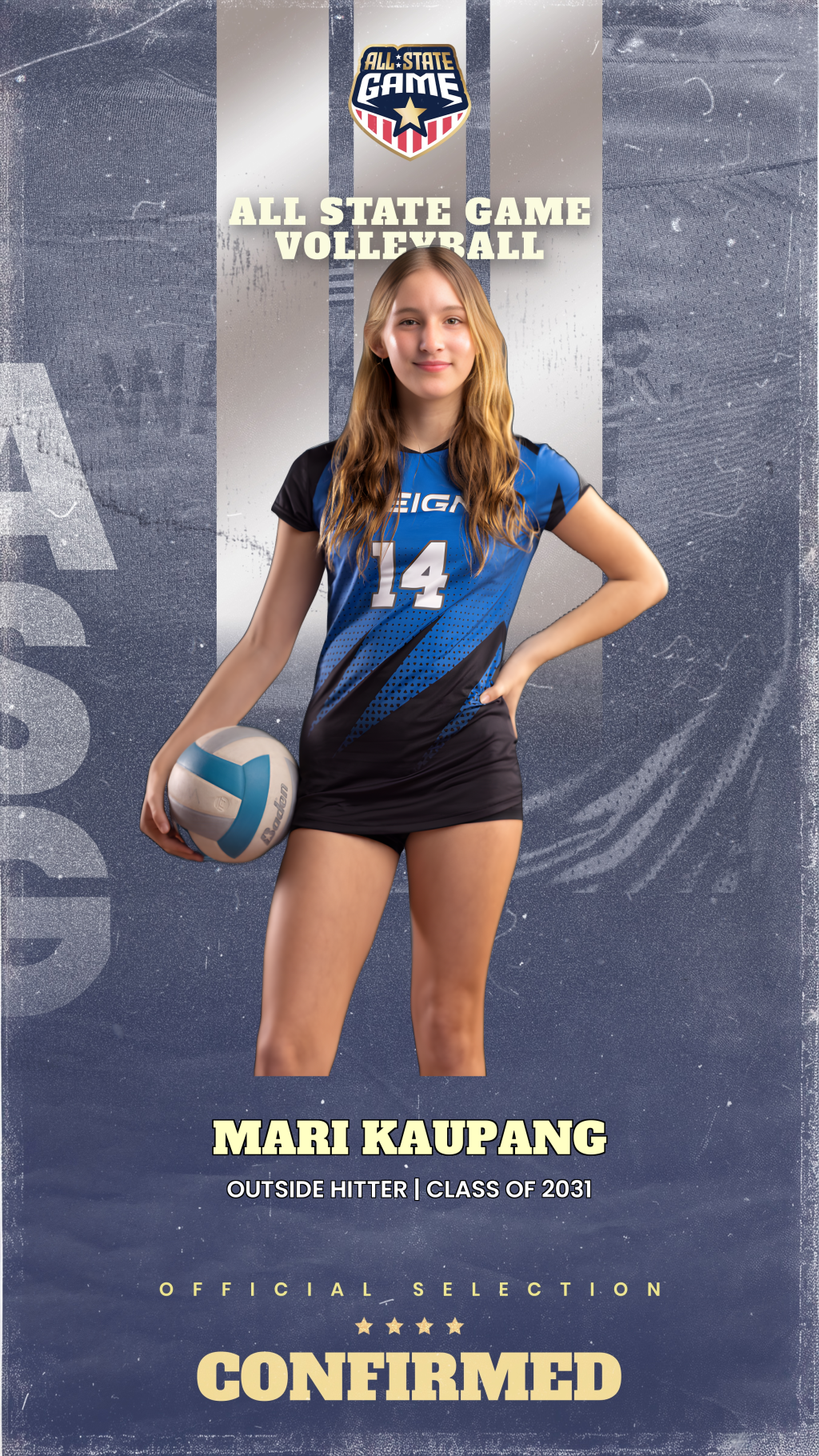 All State Game player card for Mari Kaupang