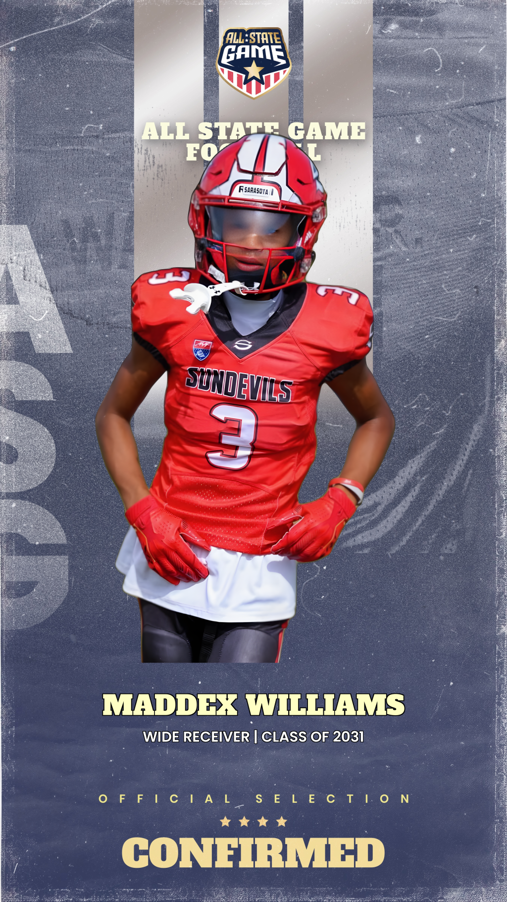 All State Game player card for Maddex Williams