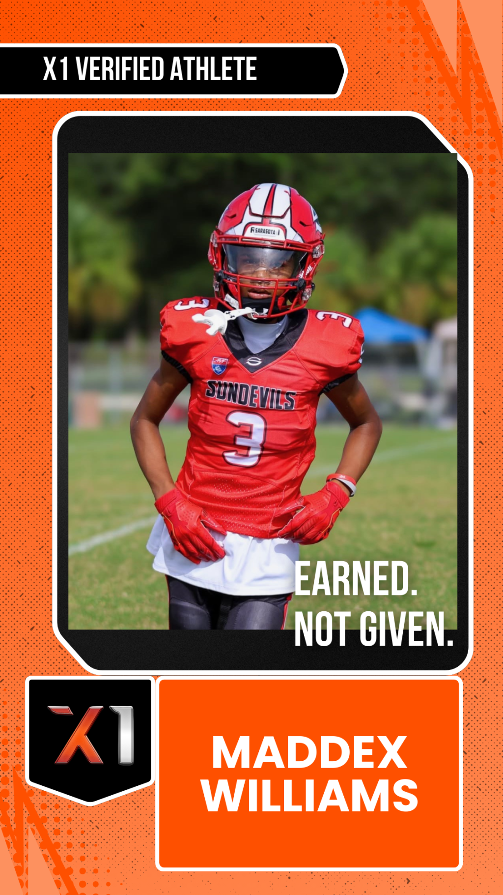 EXACT X1 player card for Maddex Williams