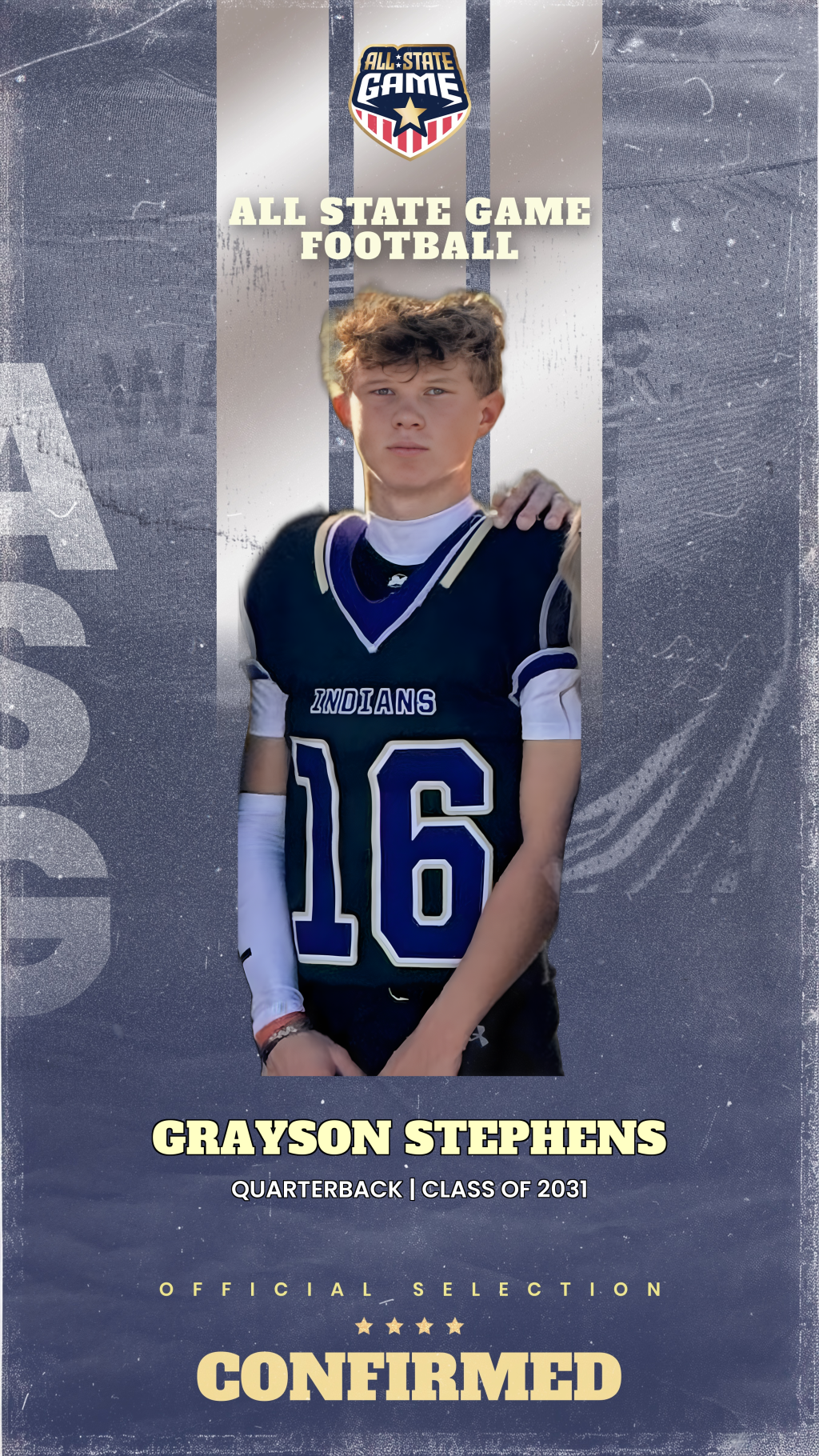 All State Game player card for Grayson Stephens