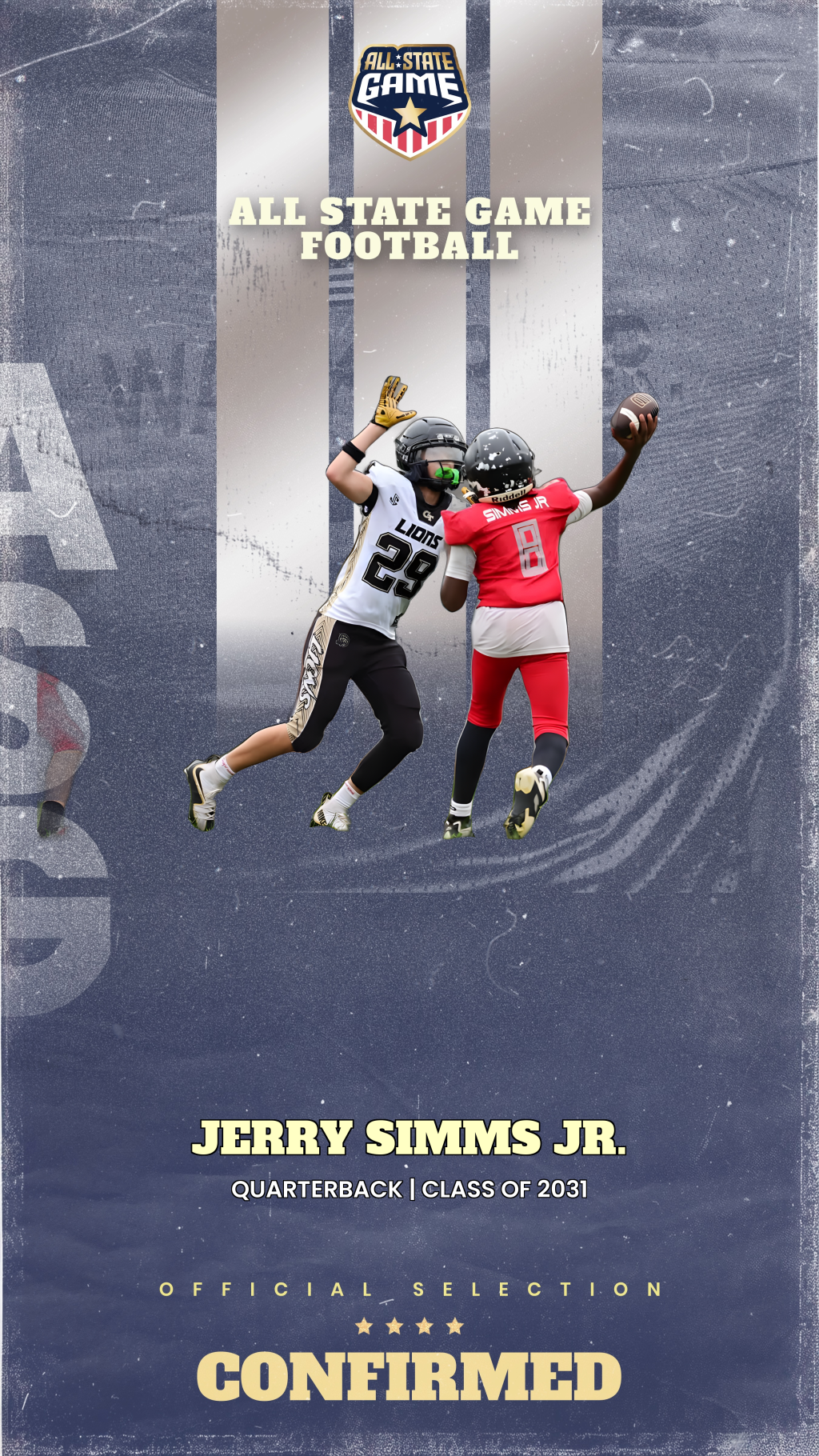All State Game player card for Jerry Simms