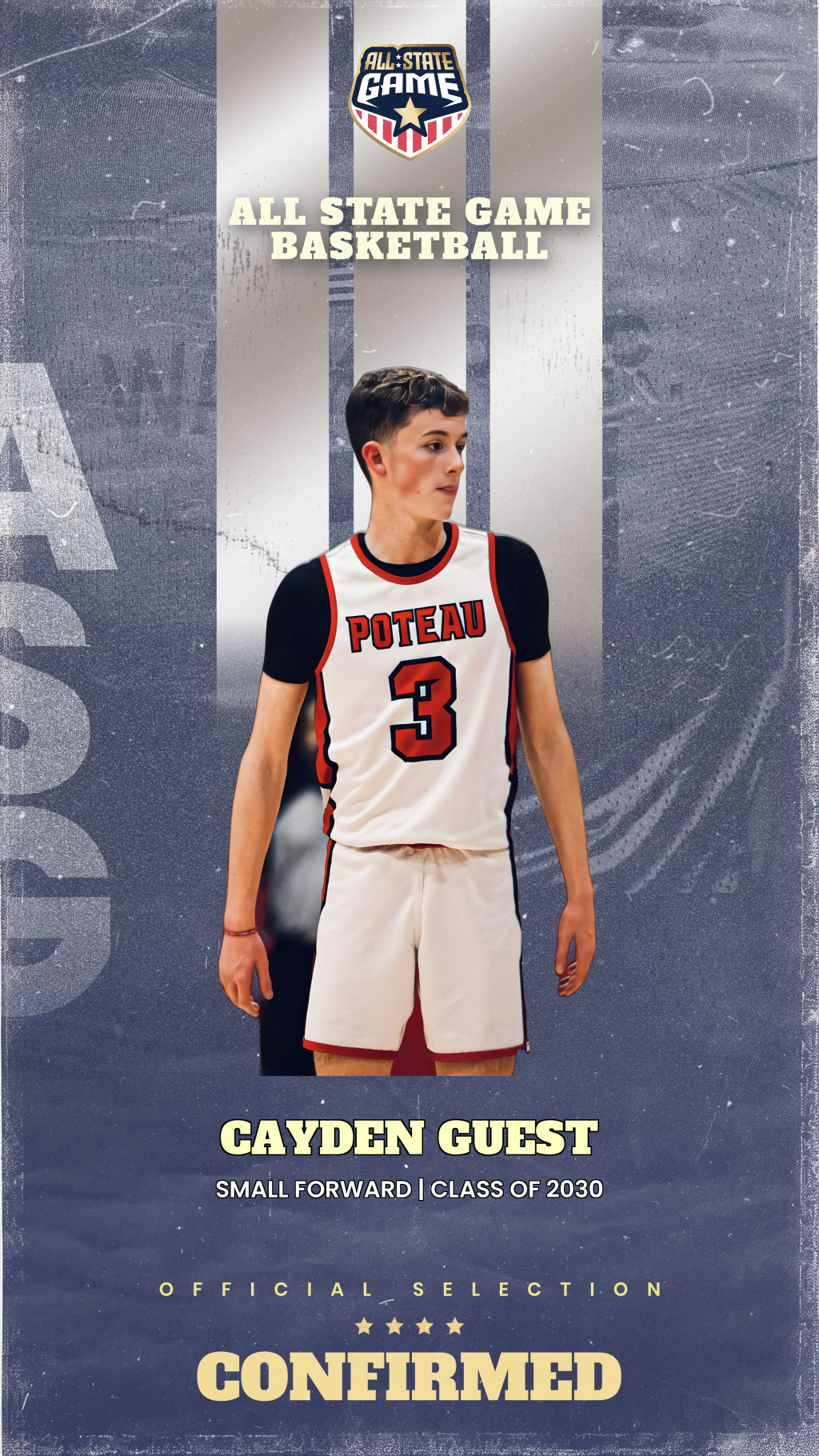 All State Game player card for Cayden Guest