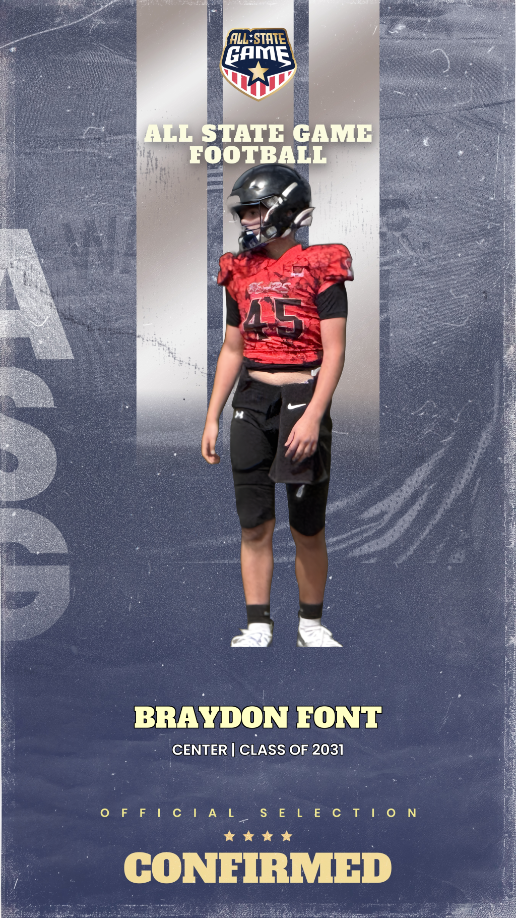 All State Game player card for Braydon Font