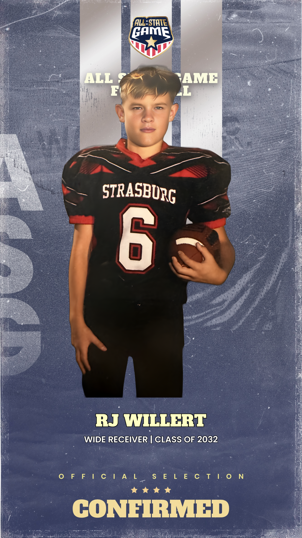 All State Game player card for RJ Willert