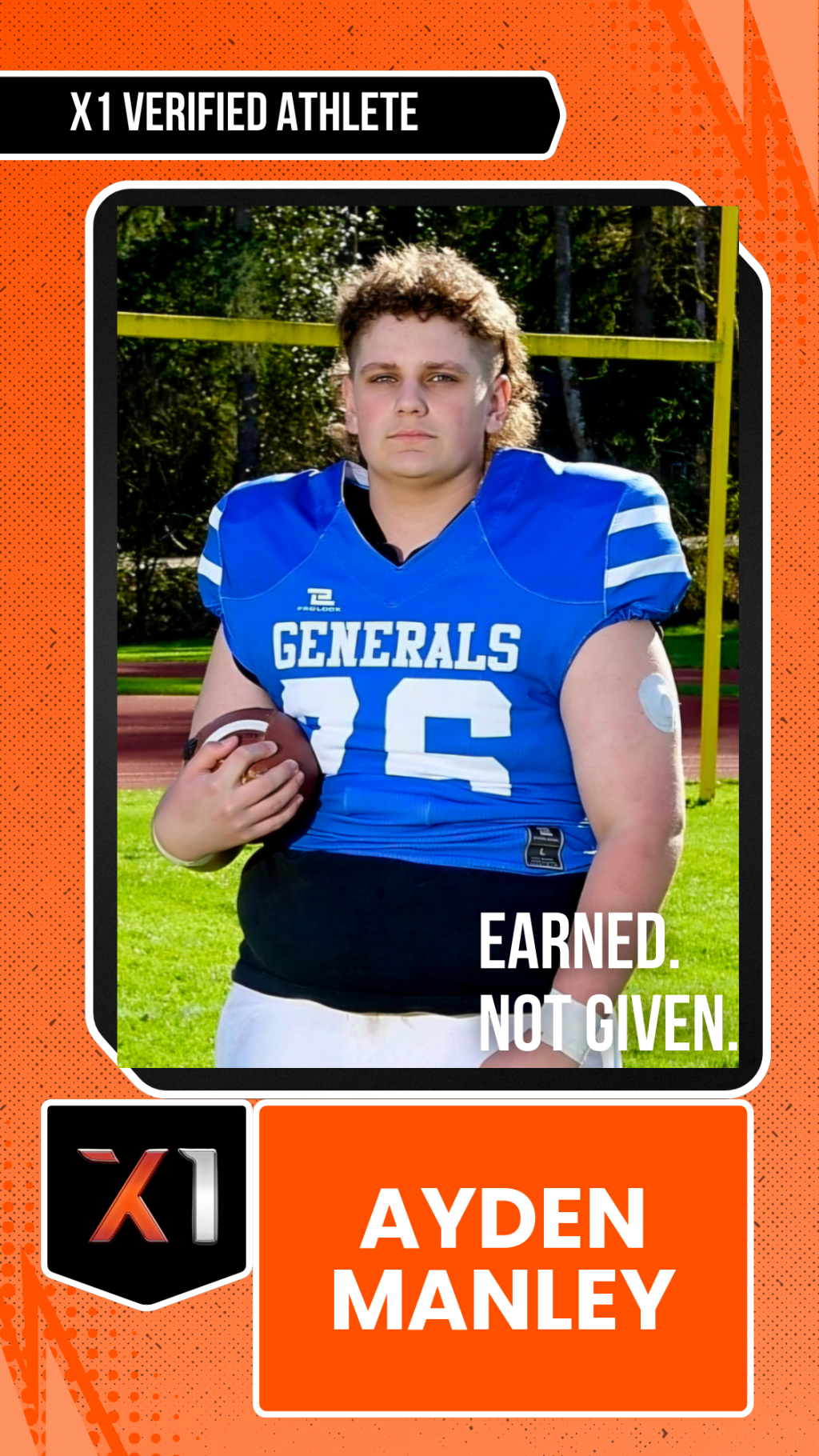 EXACT X1 player card for Ayden Manley