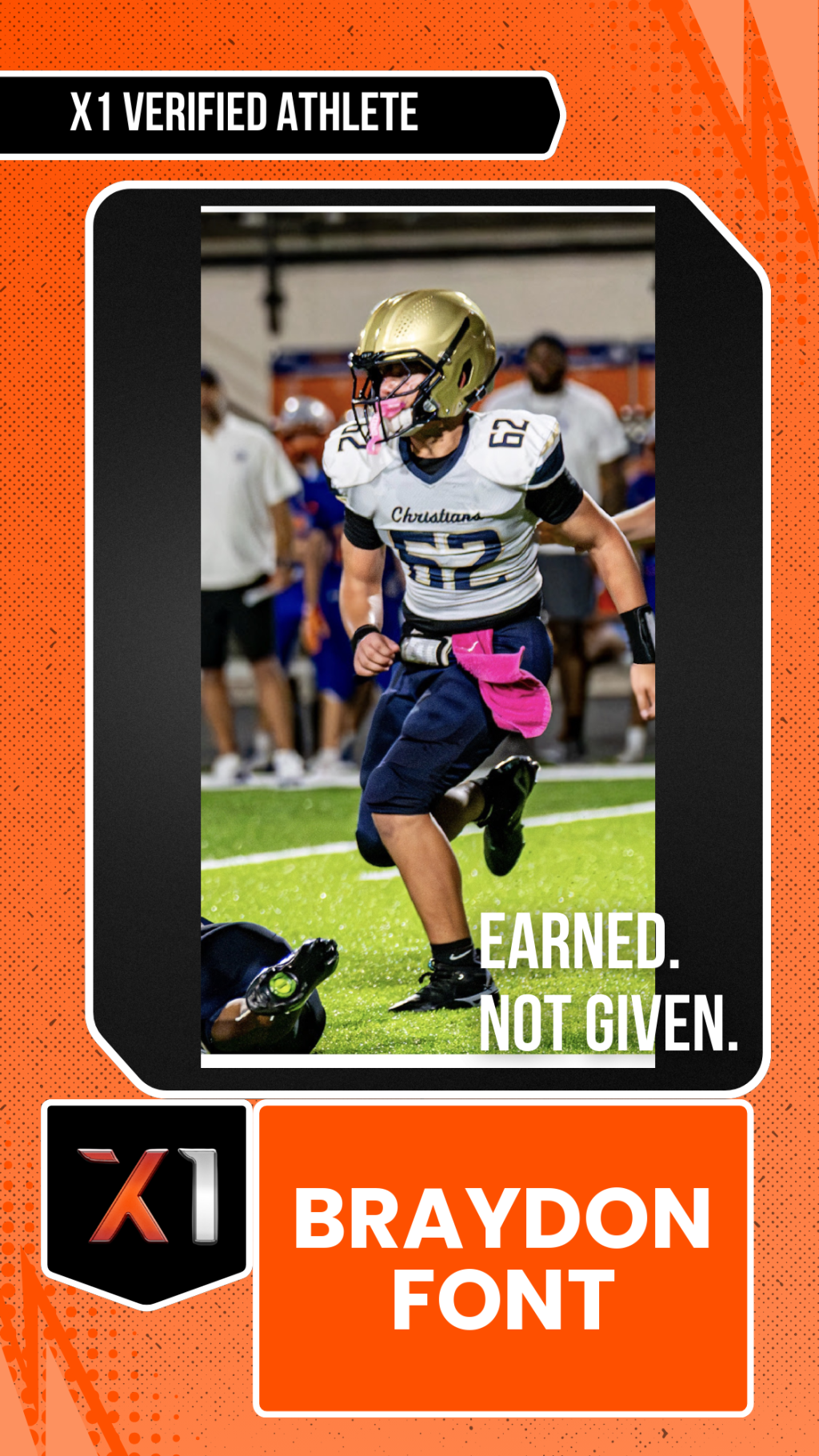 EXACT X1 player card for Braydon Font