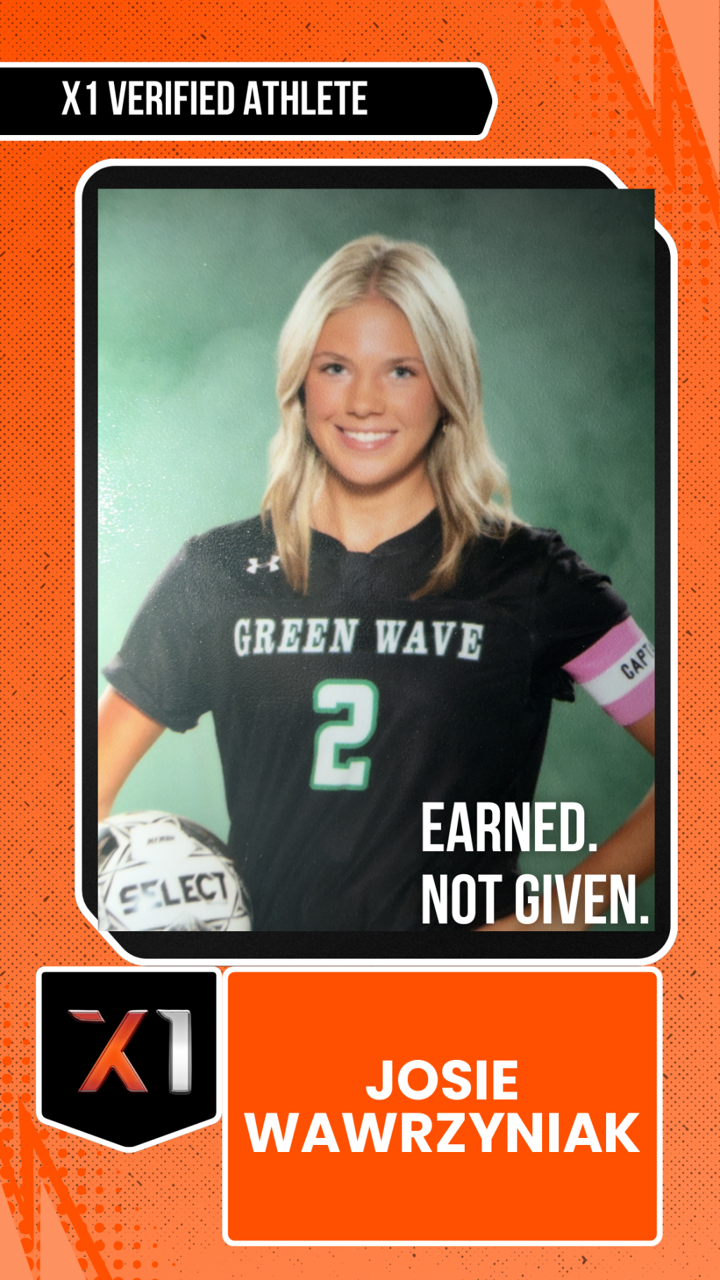 EXACT X1 player card for Josie Wawrzyniak