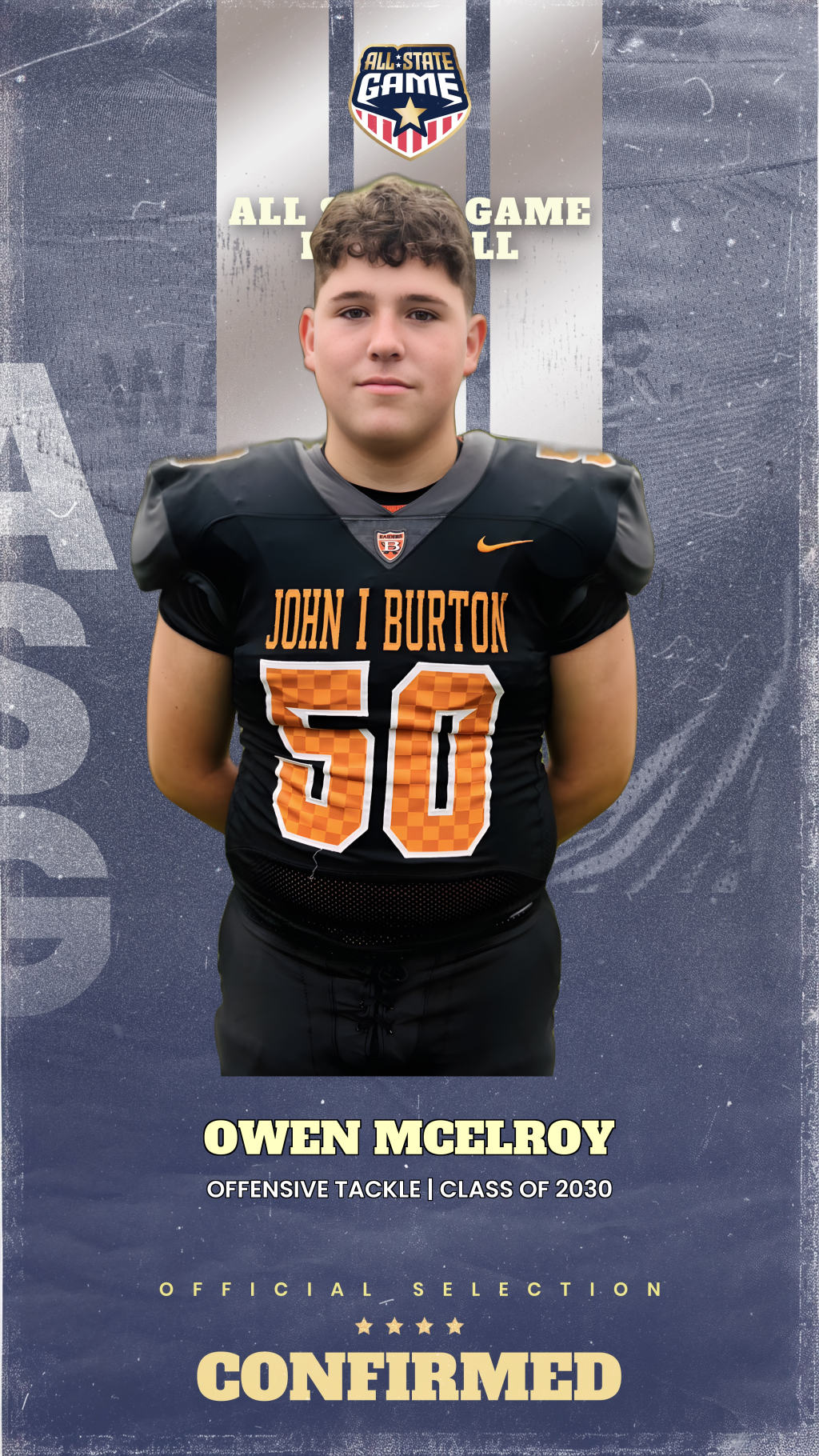 All State Game player card for Owen McElroy