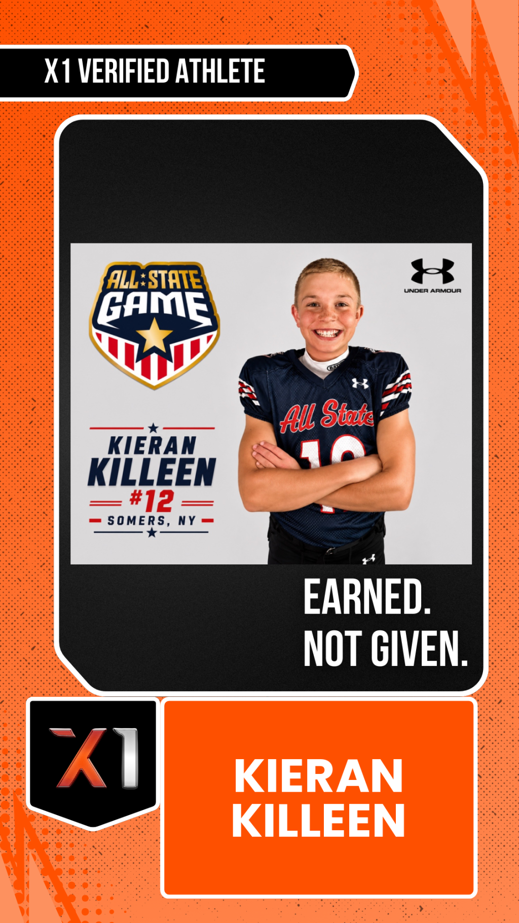 EXACT X1 player card for Kieran Killeen