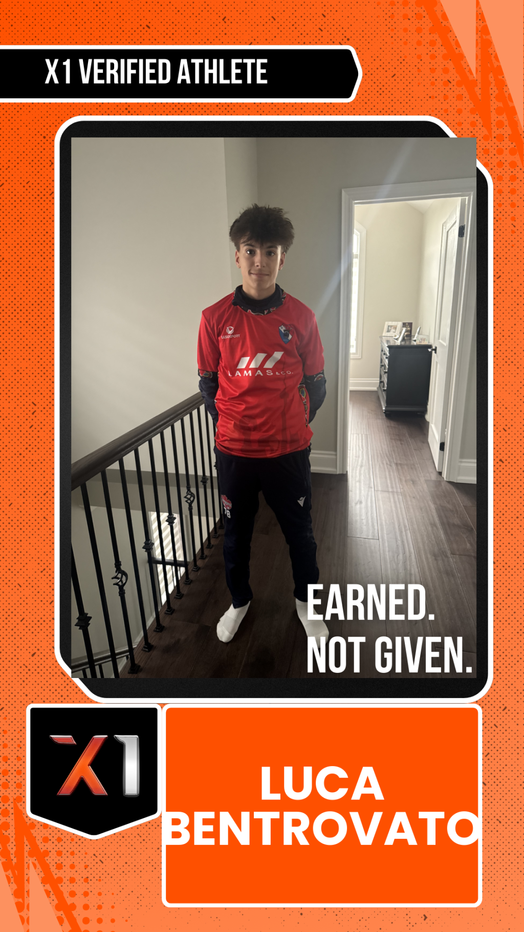 EXACT X1 player card for Luca Bentrovato